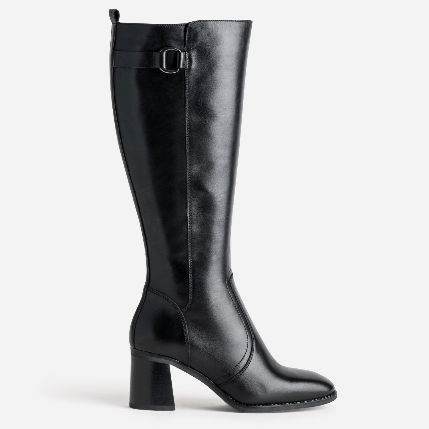 Botte noire en cuir decor anneau Bottes Femme ERAM