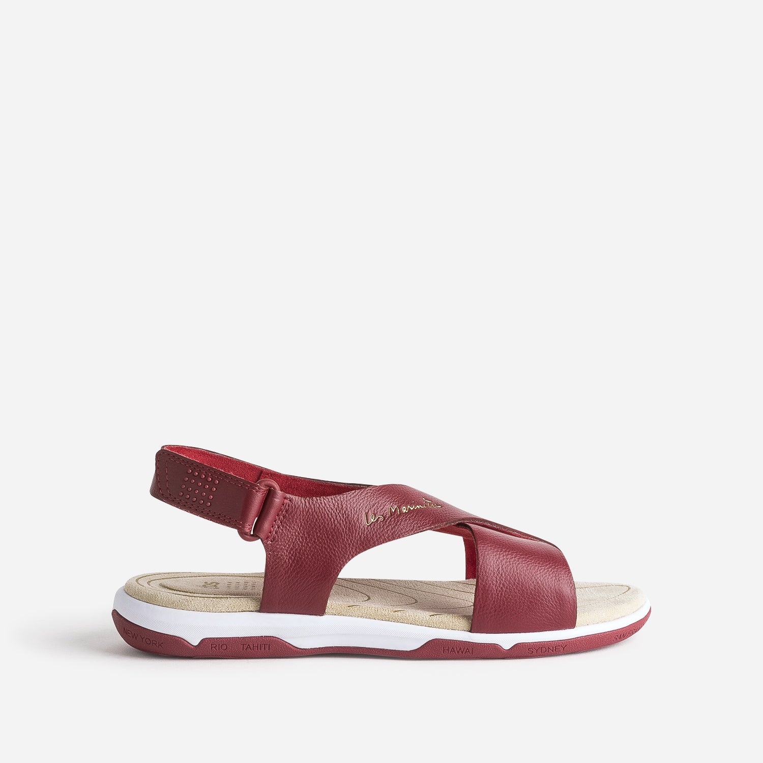 Sandale TBS rouge en cuir a larges brides Sandales Femme ERAM