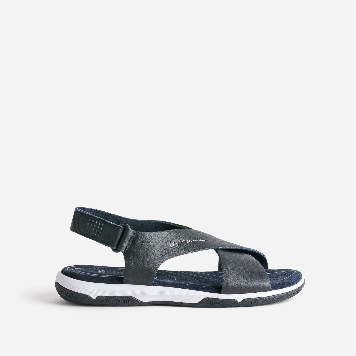 Sandale TBS marine en cuir larges brides