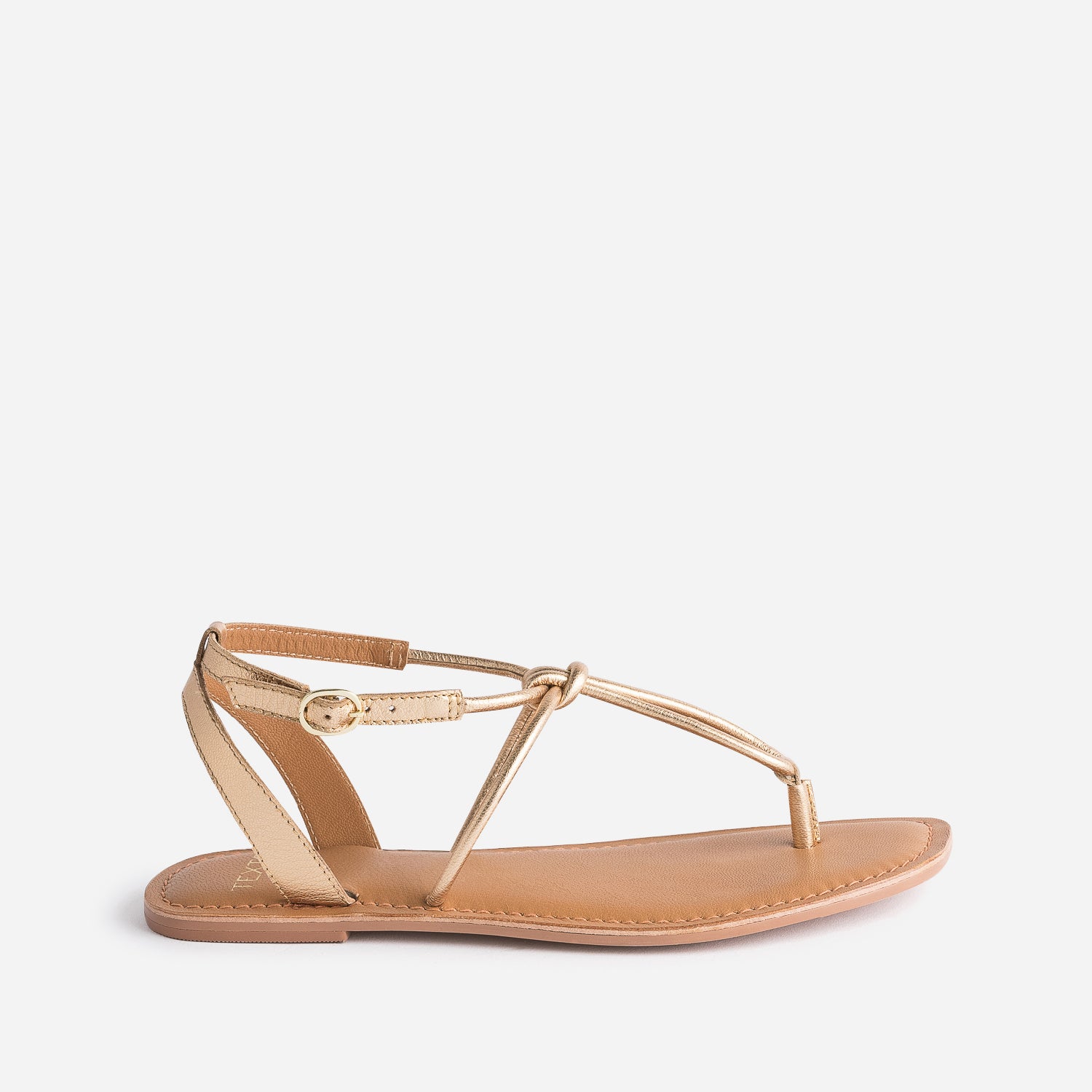 Sandale tong TEXTO doree en cuir metallise Sandales Femme ERAM