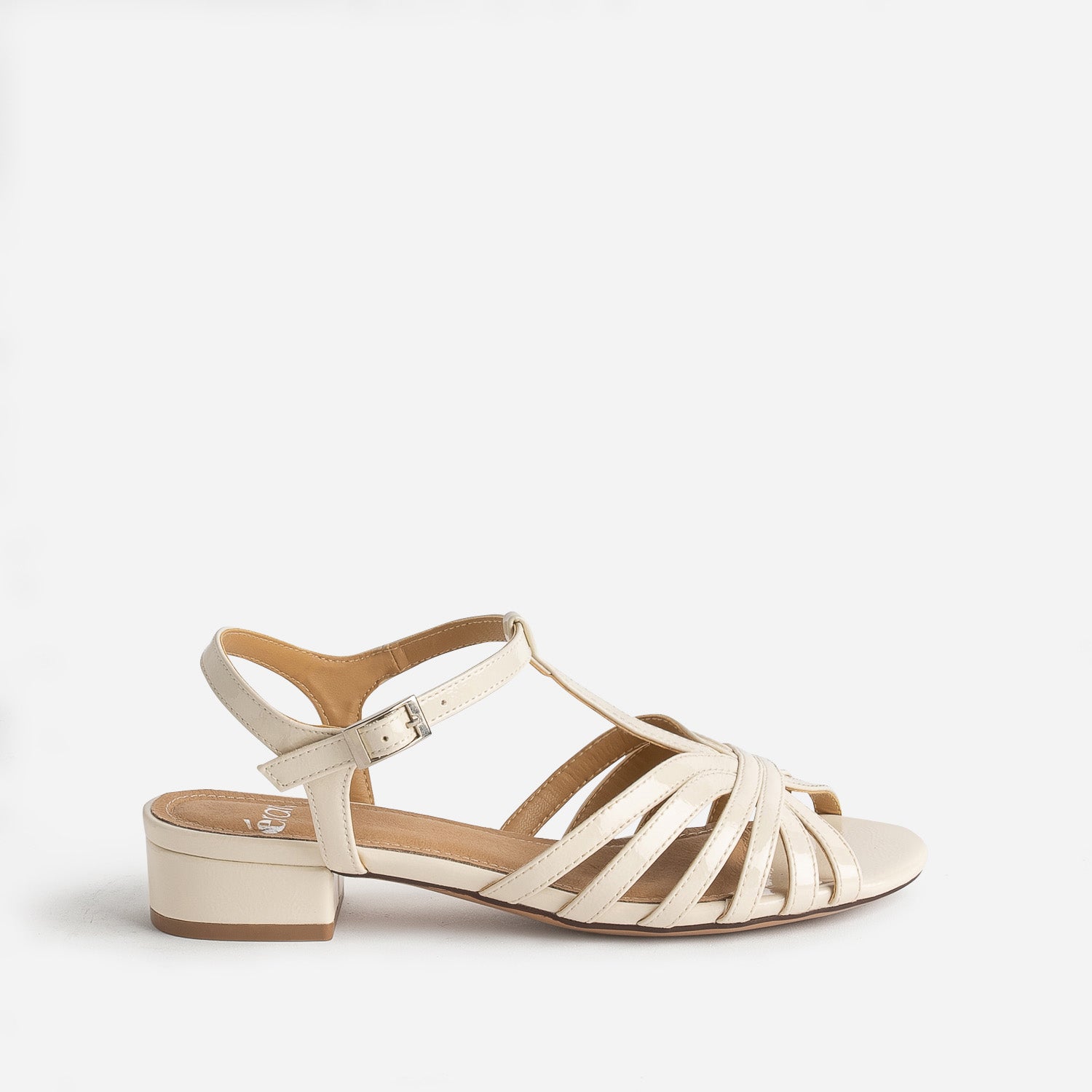 Sandale ecrue vernie bride en T Sandales Femme ERAM