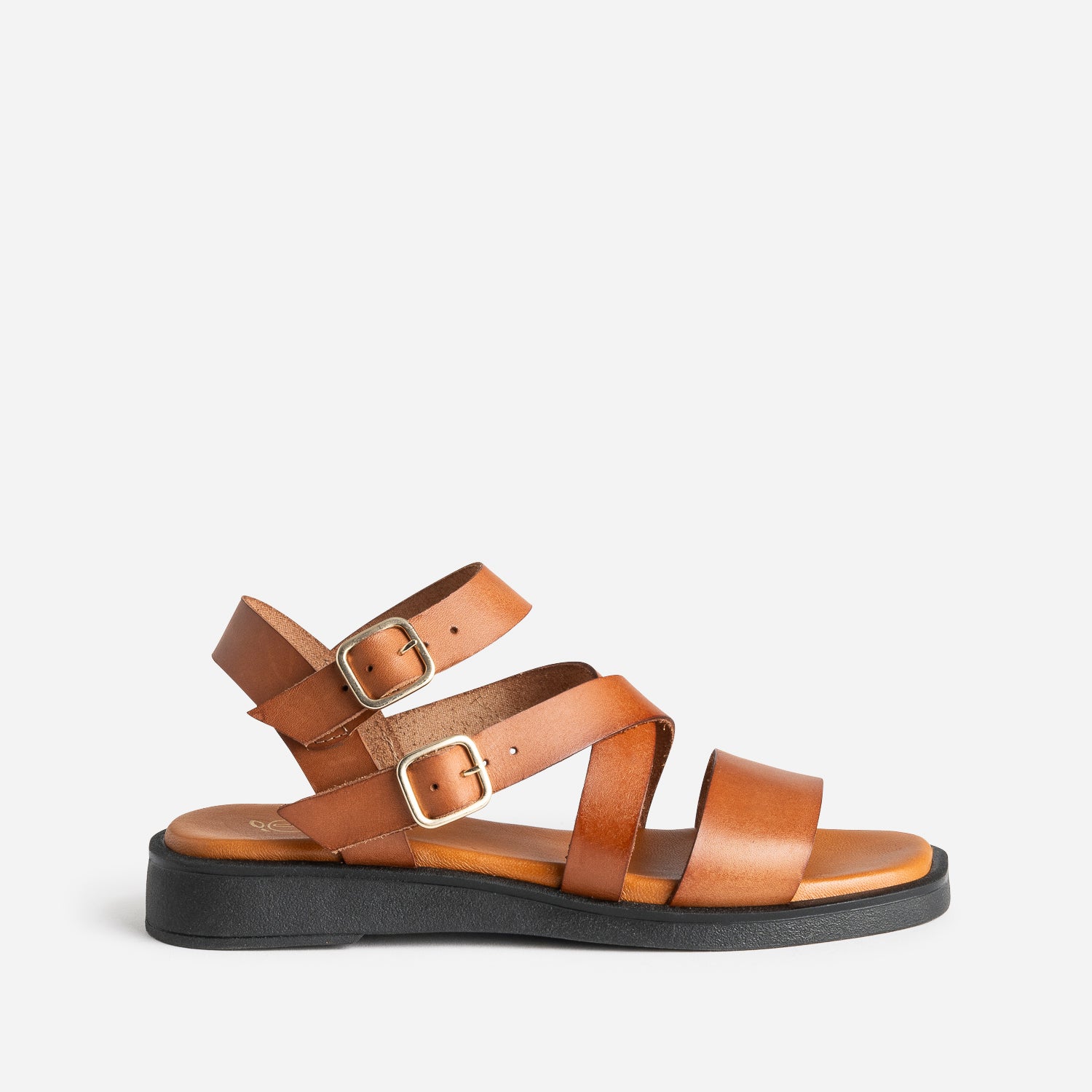 Sandale plate cognac cuir eco concu Sandales Femme ERAM