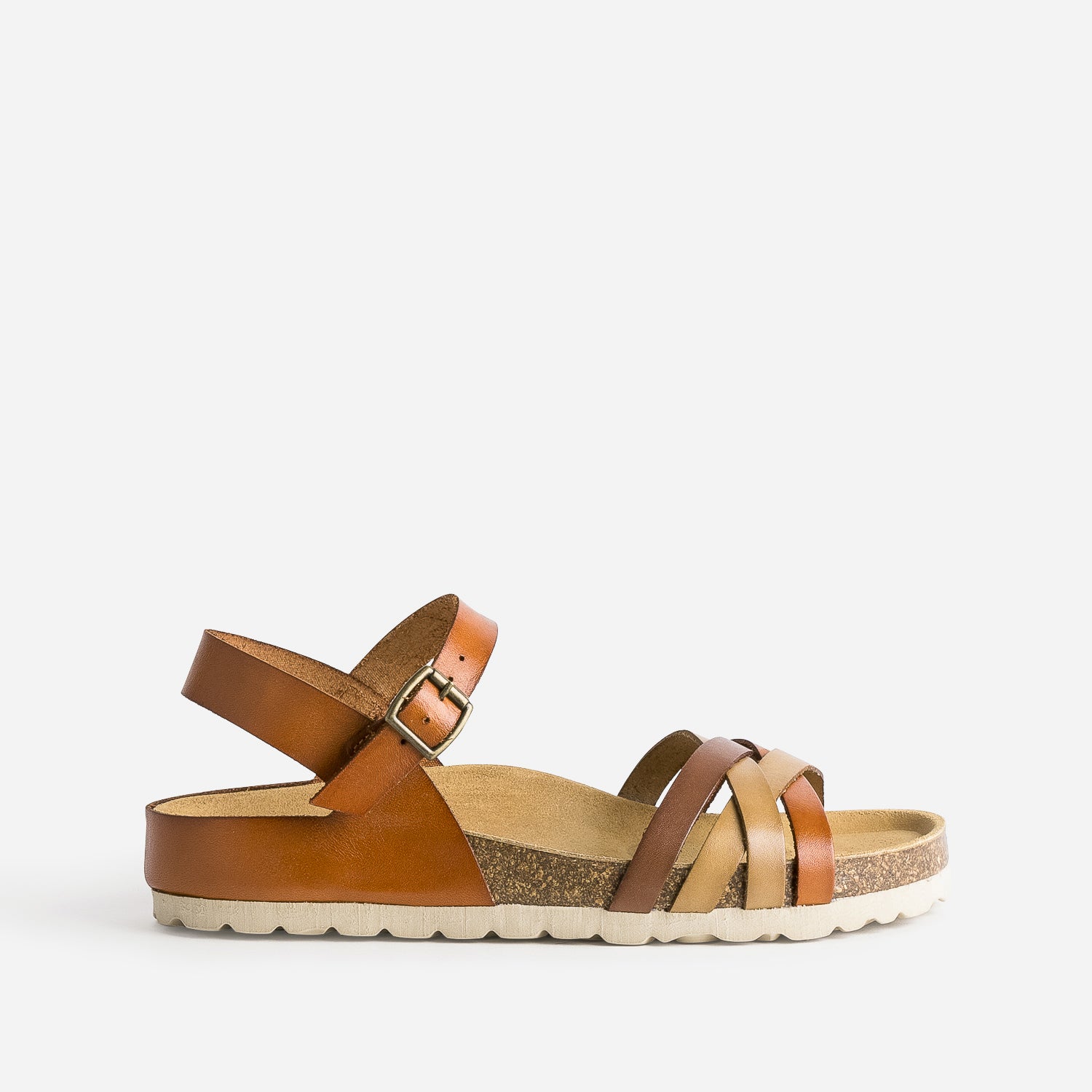 Sandale camel en cuir Sandales Femme ERAM