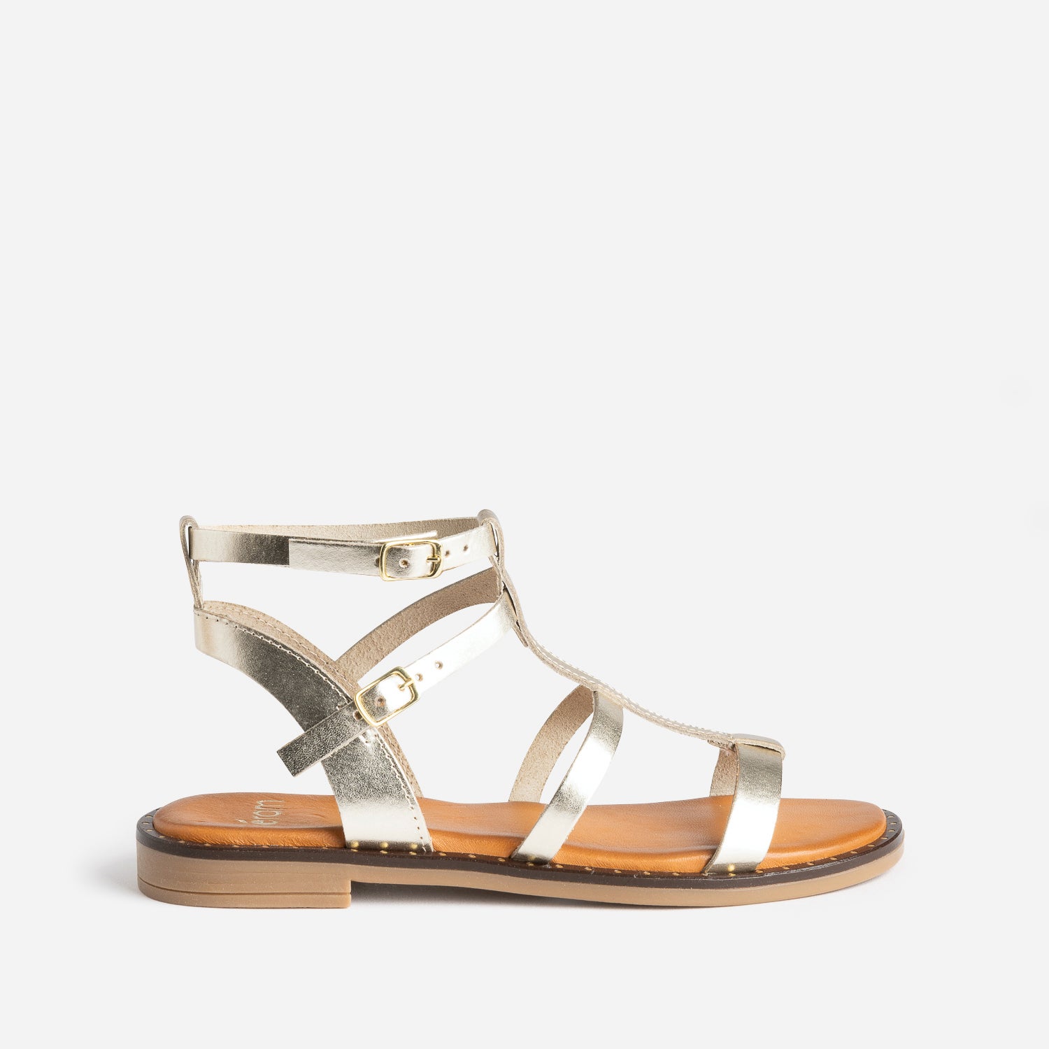 Sandale spartiate camel cuir