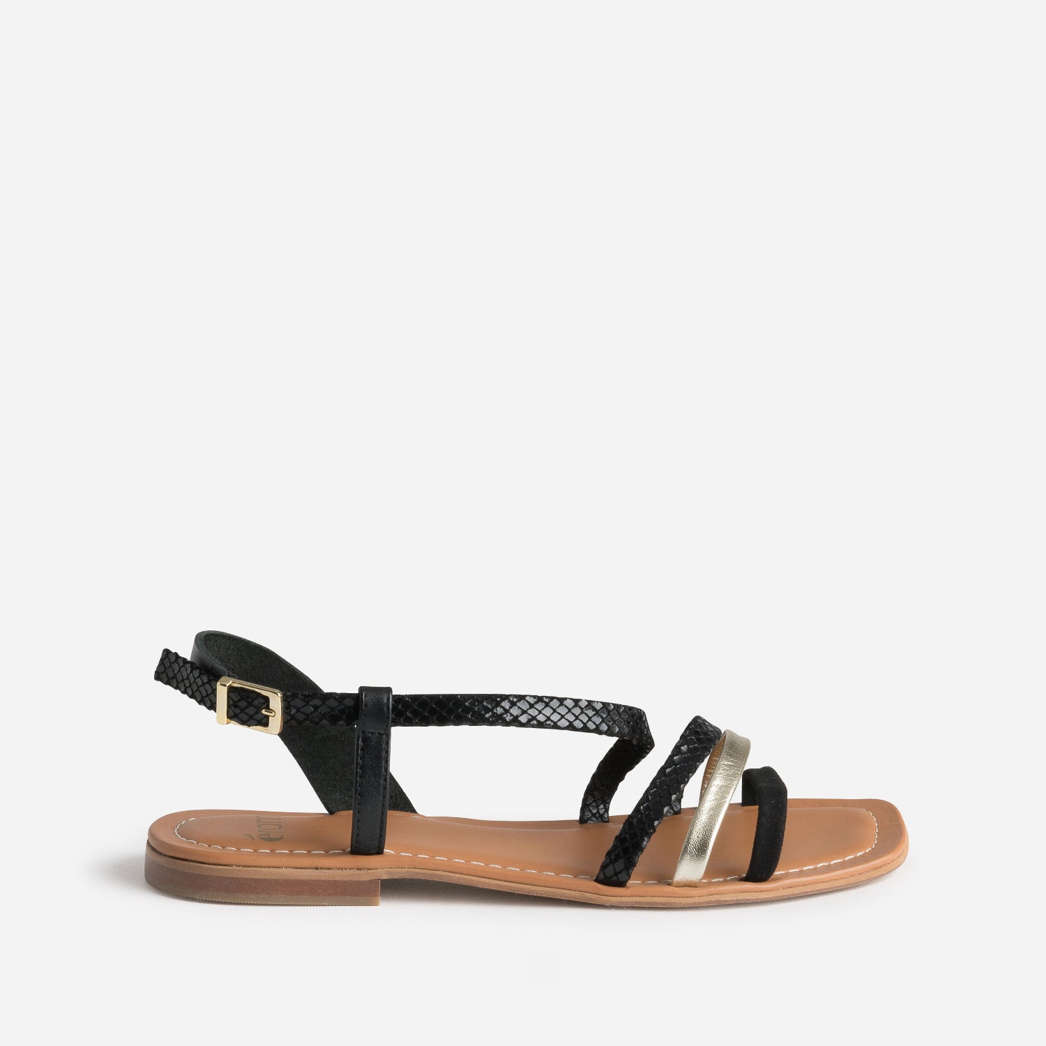Sandale noir et or clearance