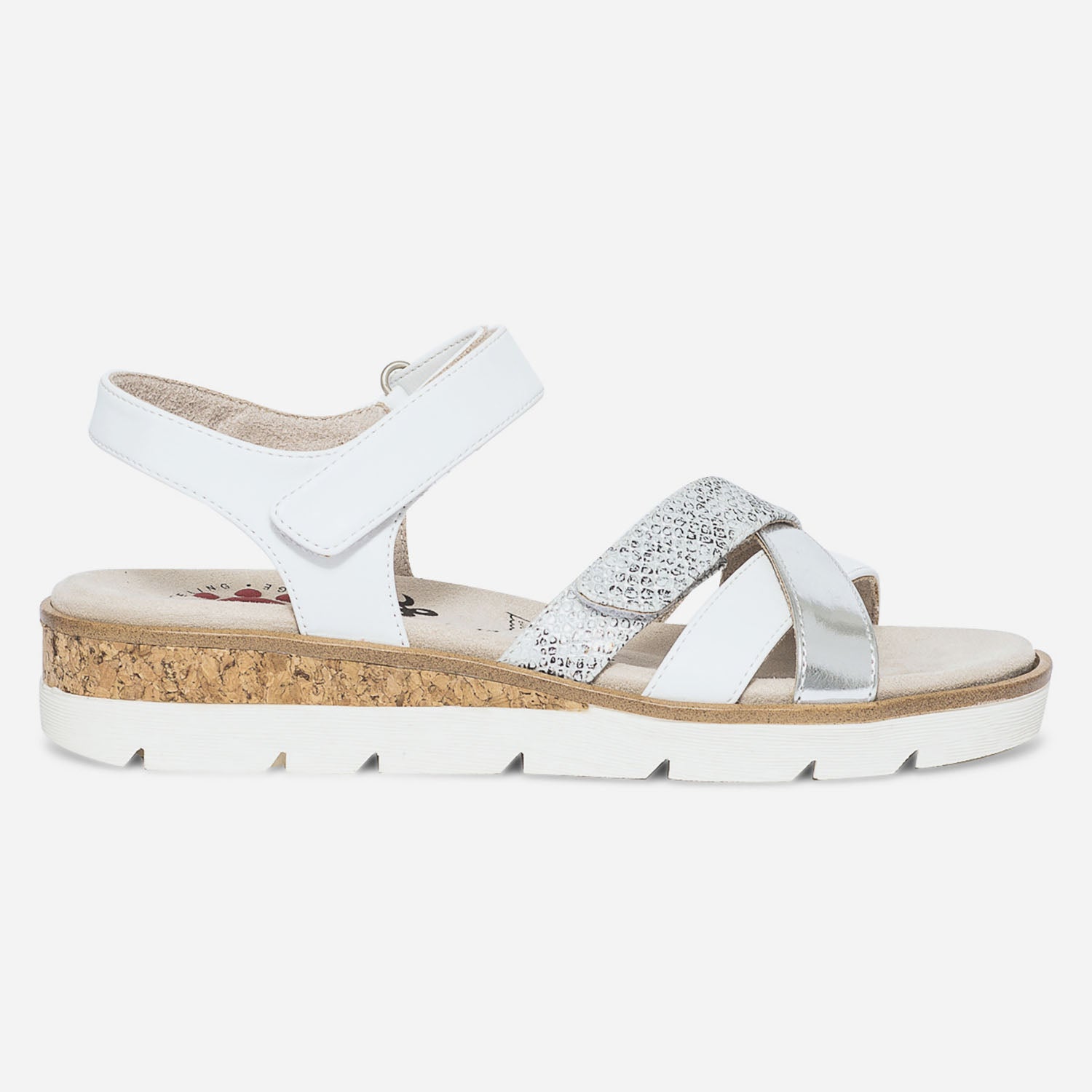 Sandale RELIFE blanche et argent a scratchs Sandales Femme ERAM