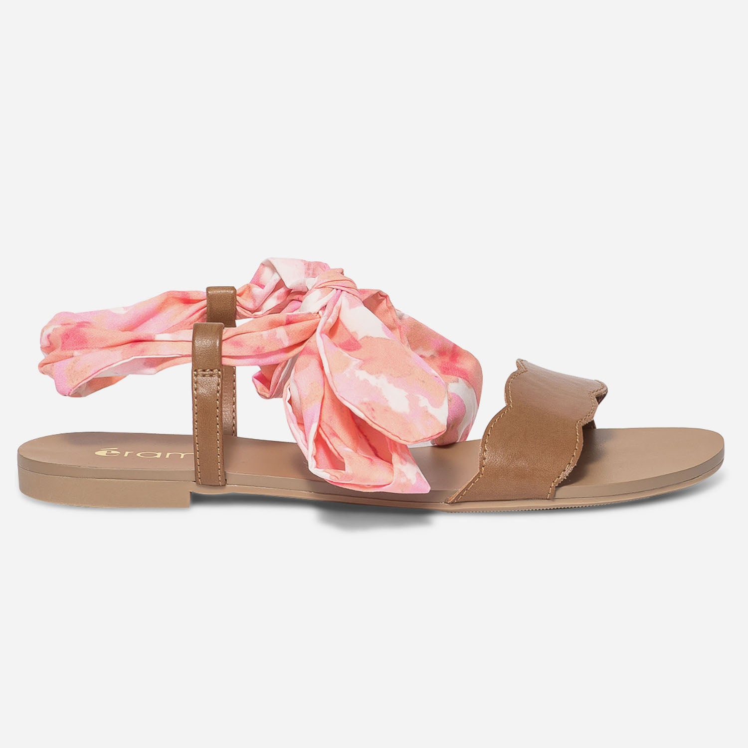 Sandale camel avec ruban imprim aquarell Sandales Femme ERAM