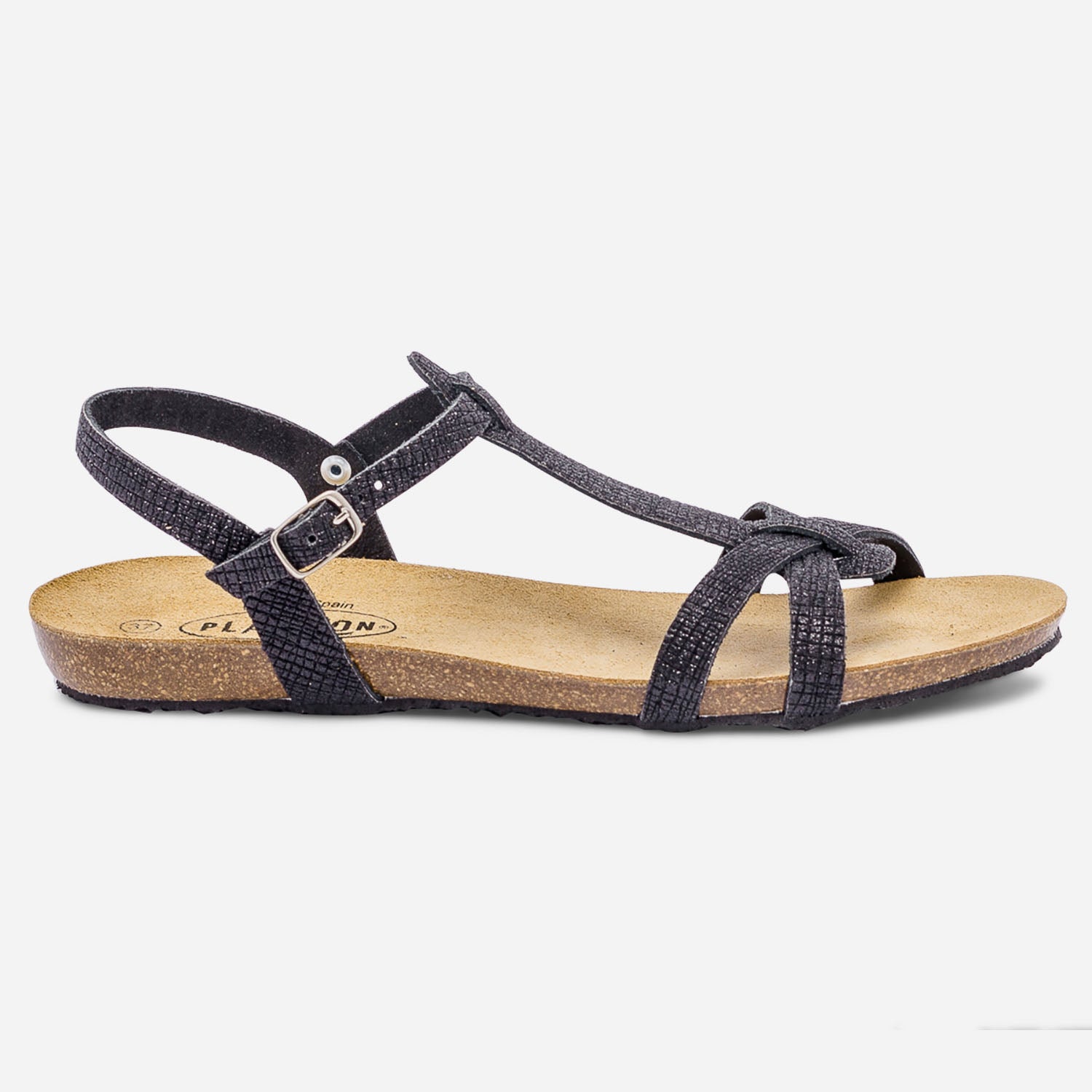 Sandale PLAKTON noire pailletee embossee Sandales Femme ERAM