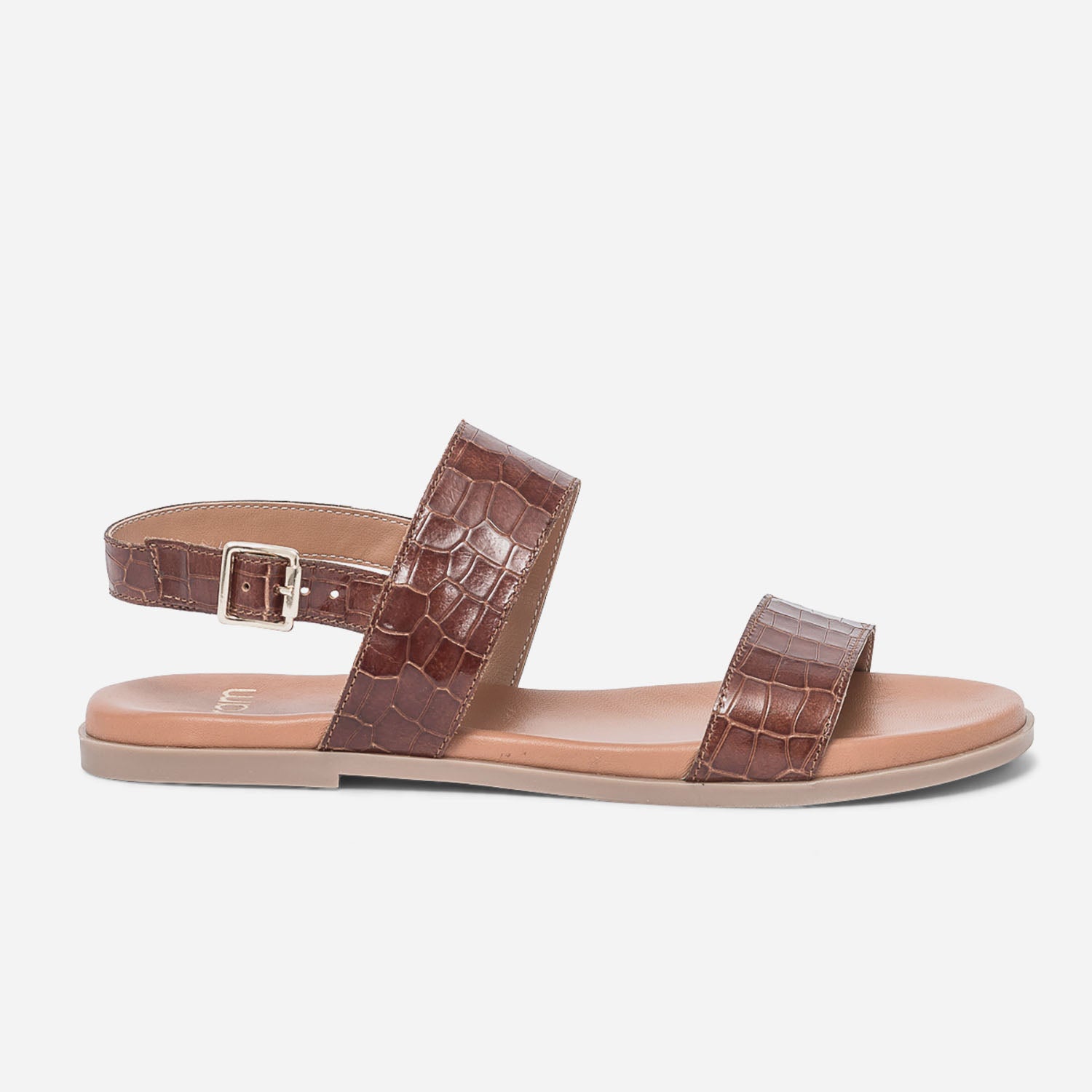 Sandale cognac en cuir effet croco Sandales Femme ERAM
