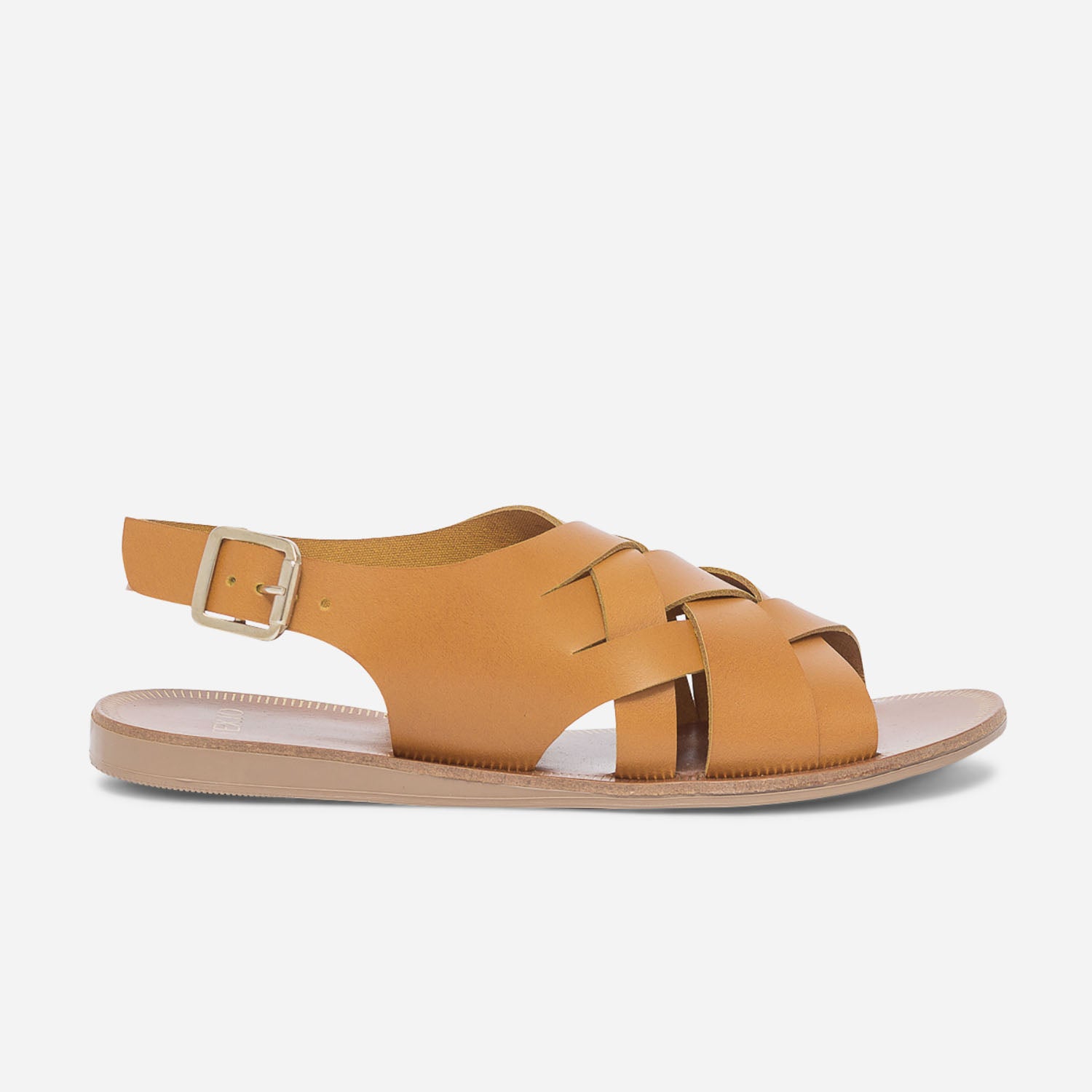 Sandale camel en cuir brides crois es Sandales Femme ERAM