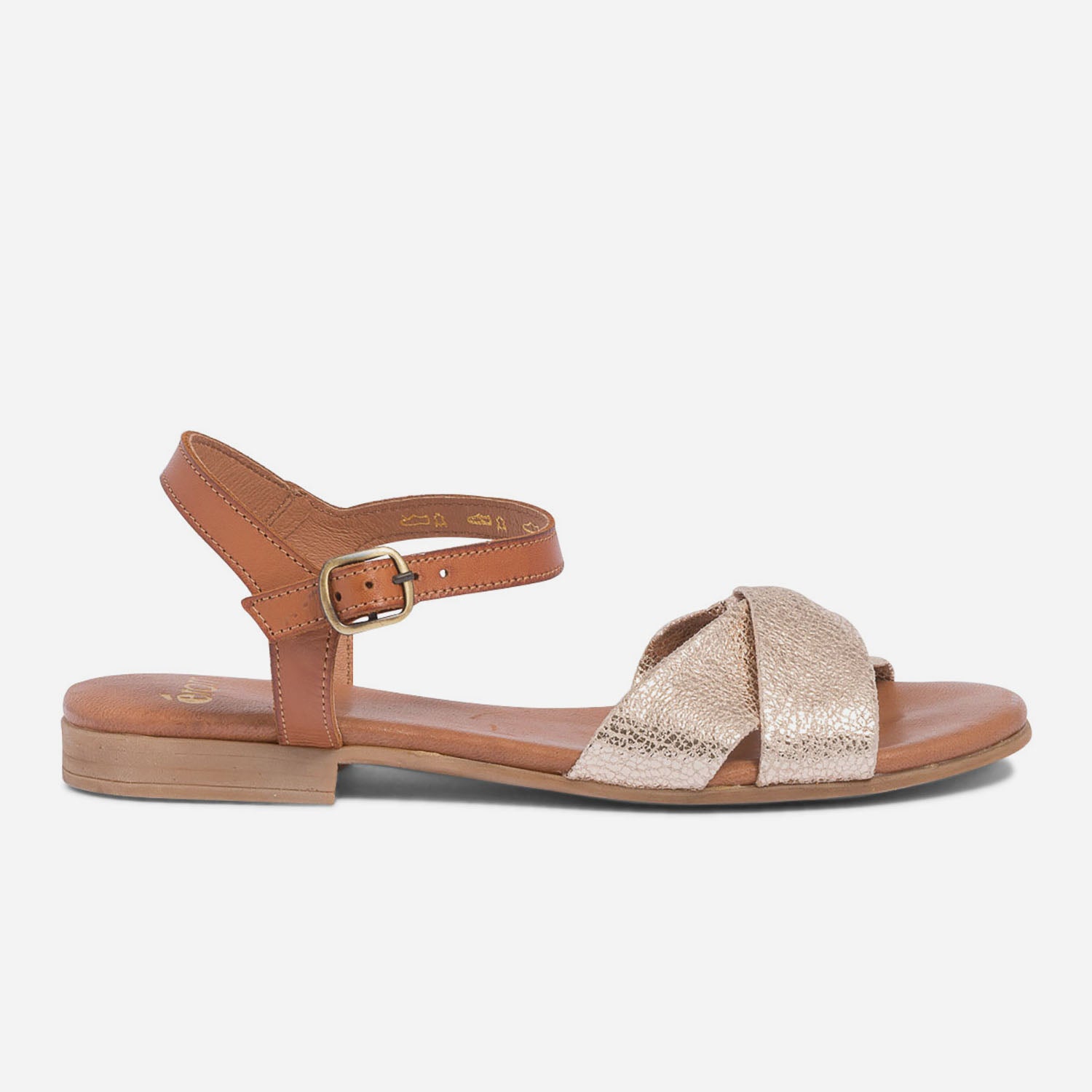 Sandale cognac et or brides crois es Eram Femme ERAM