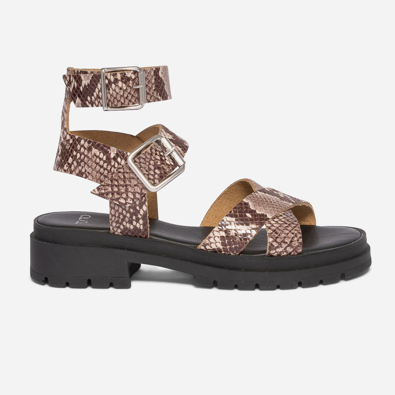 Sandale TEXTO beige effet python a semelle crantee Eram Femme ERAM