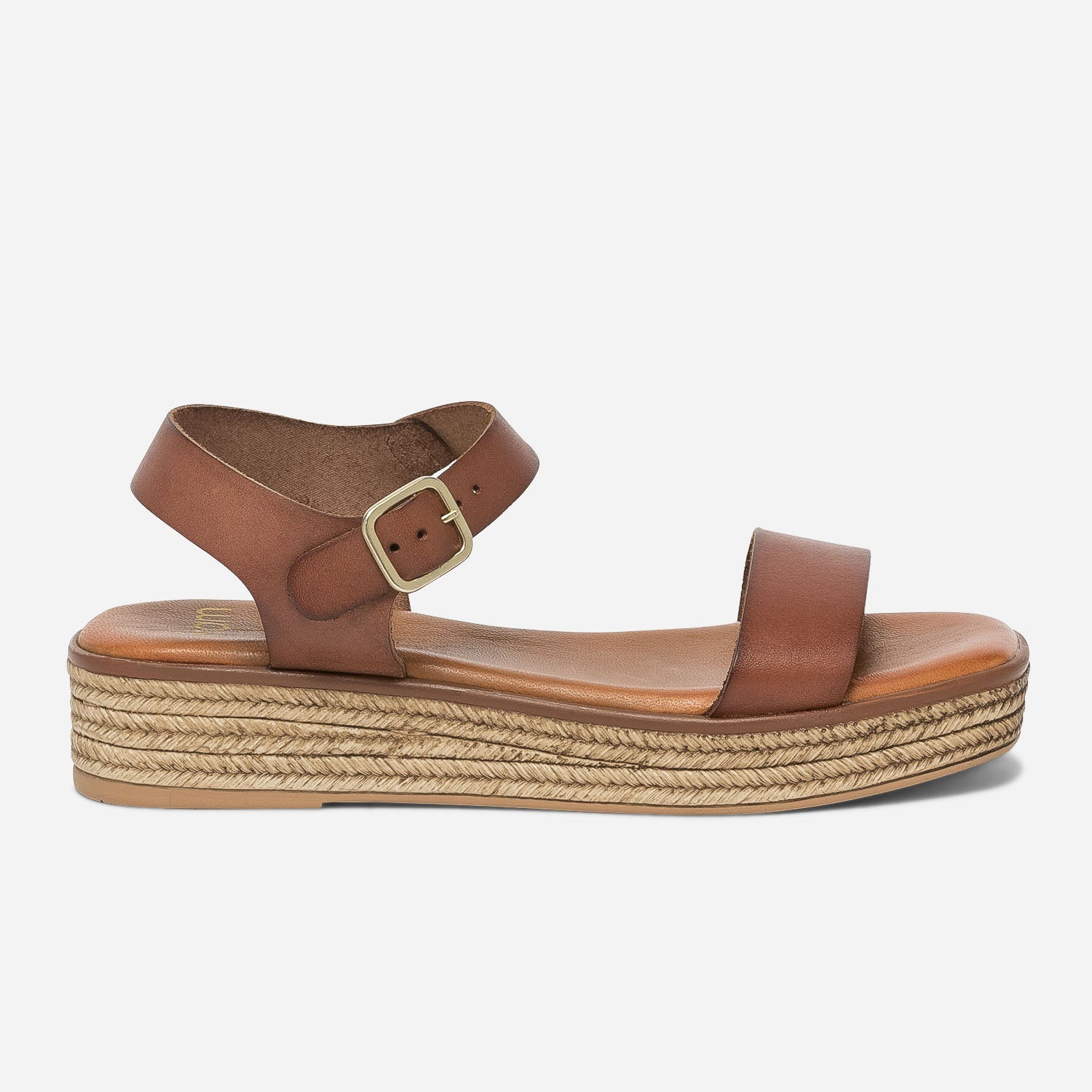 Sandale compens e cognac en cuir Sandales Femme ERAM