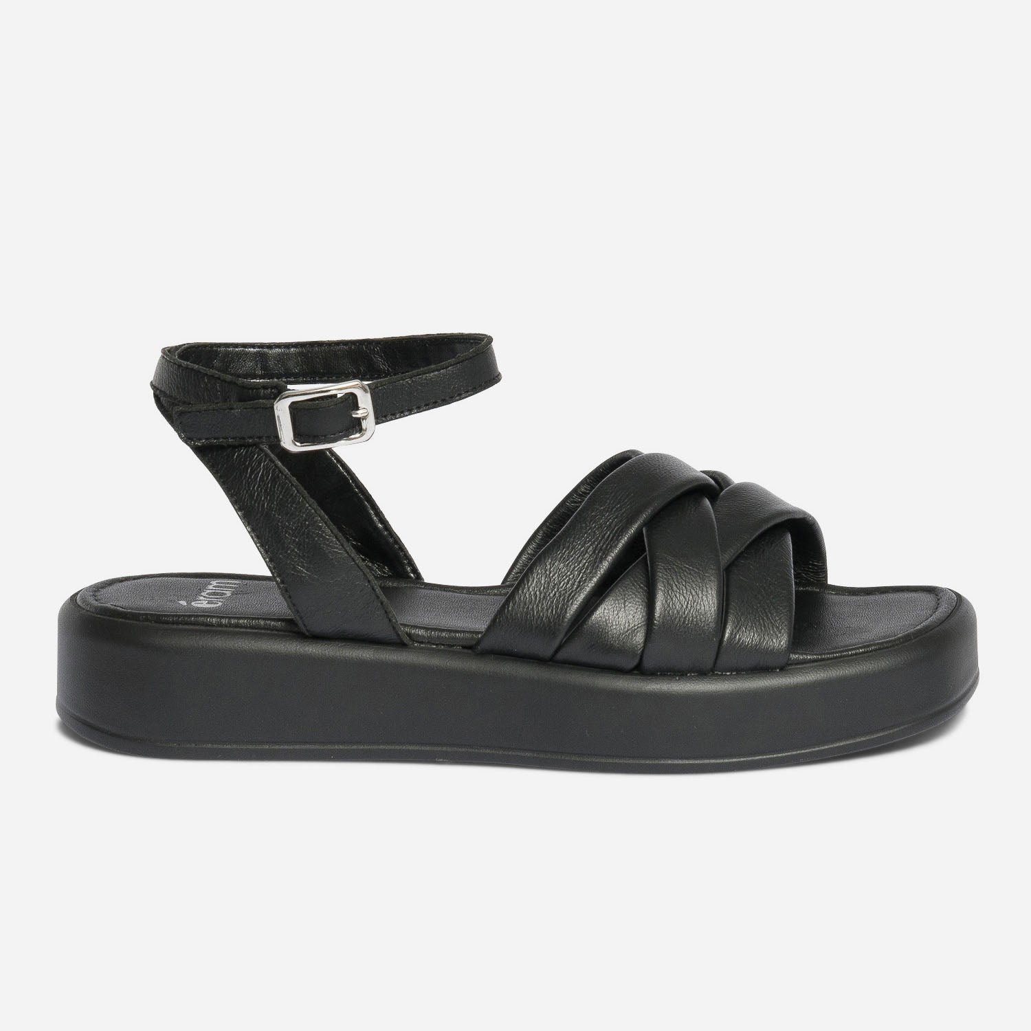 Sandale noire en cuir semelle paisse Sandales Femme ERAM