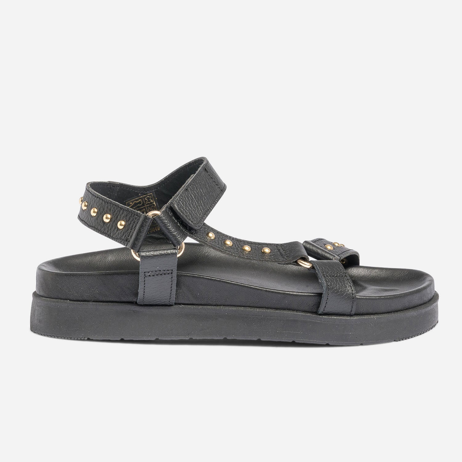 Sandale TEXTO noire en cuir clout Sandales Femme ERAM