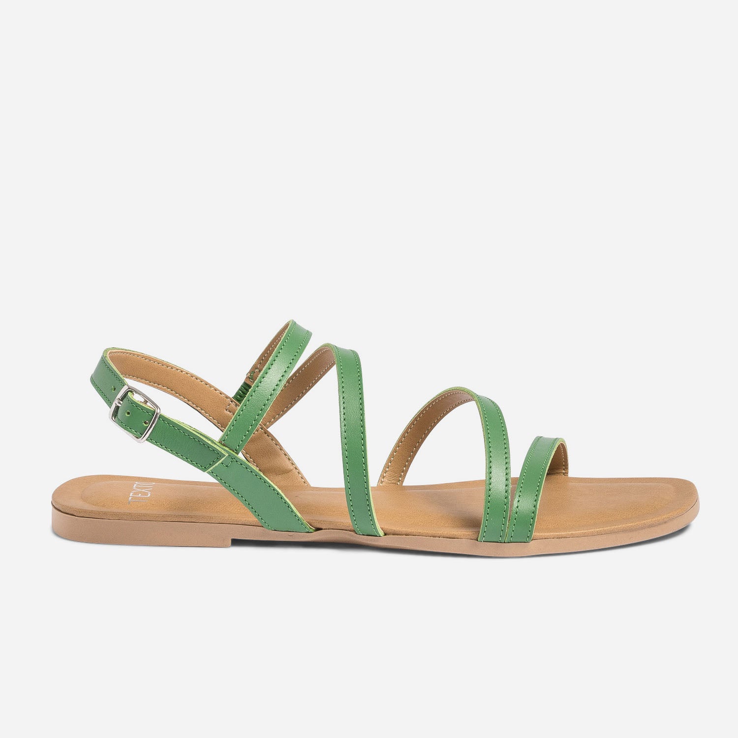 Sandale TEXTO verte en cuir Sandales Femme ERAM
