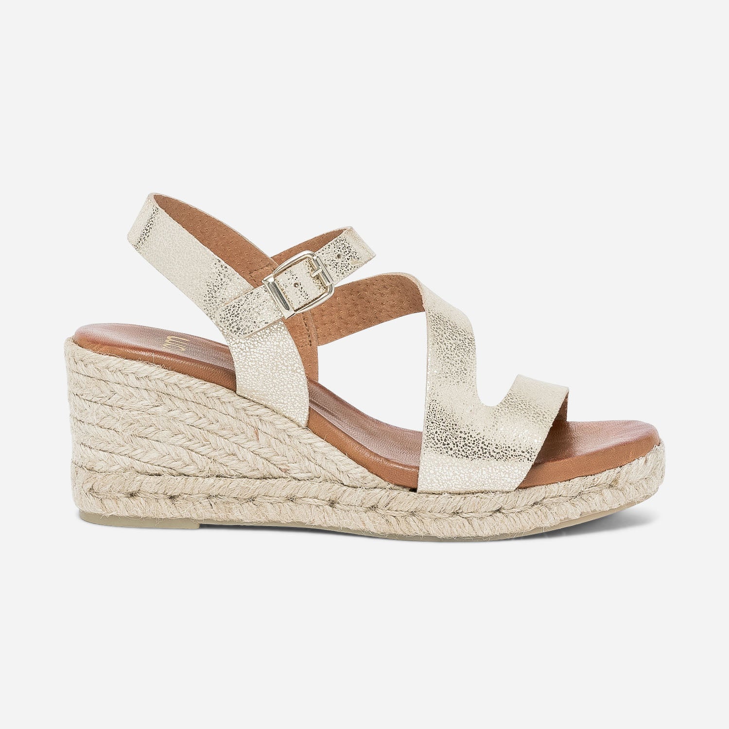 Sandale compens e dor e en cuir