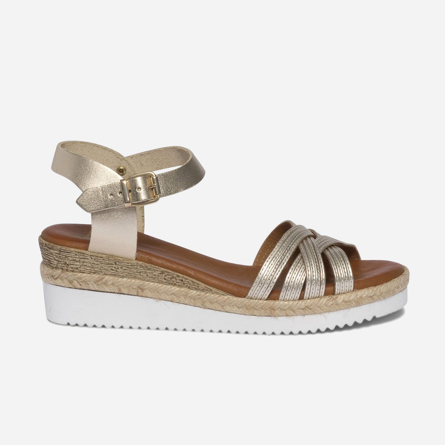 Sandale compens e dor e en cuir Sandales Femme ERAM