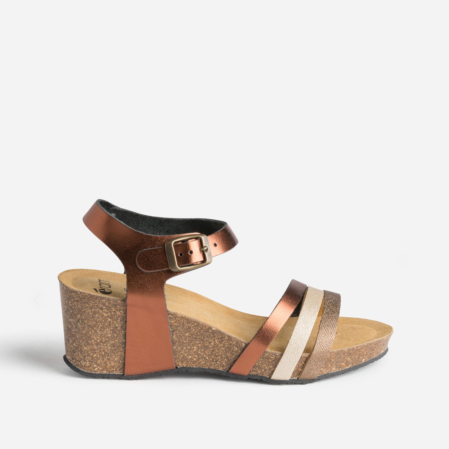 Sandale compens e anatomique marron en cuir m tallis