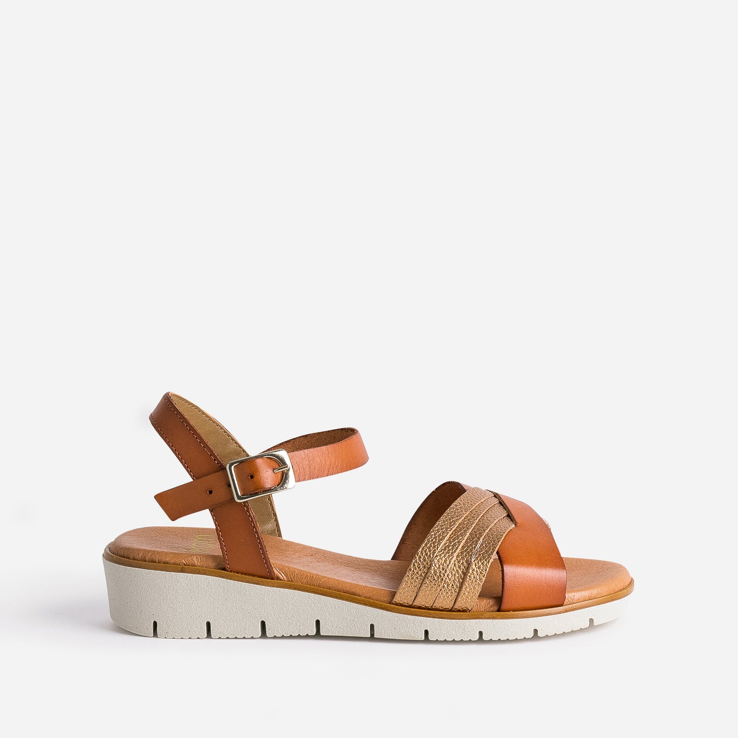 Sandale compensee cognac eco concue en cuir Sandales Femme ERAM