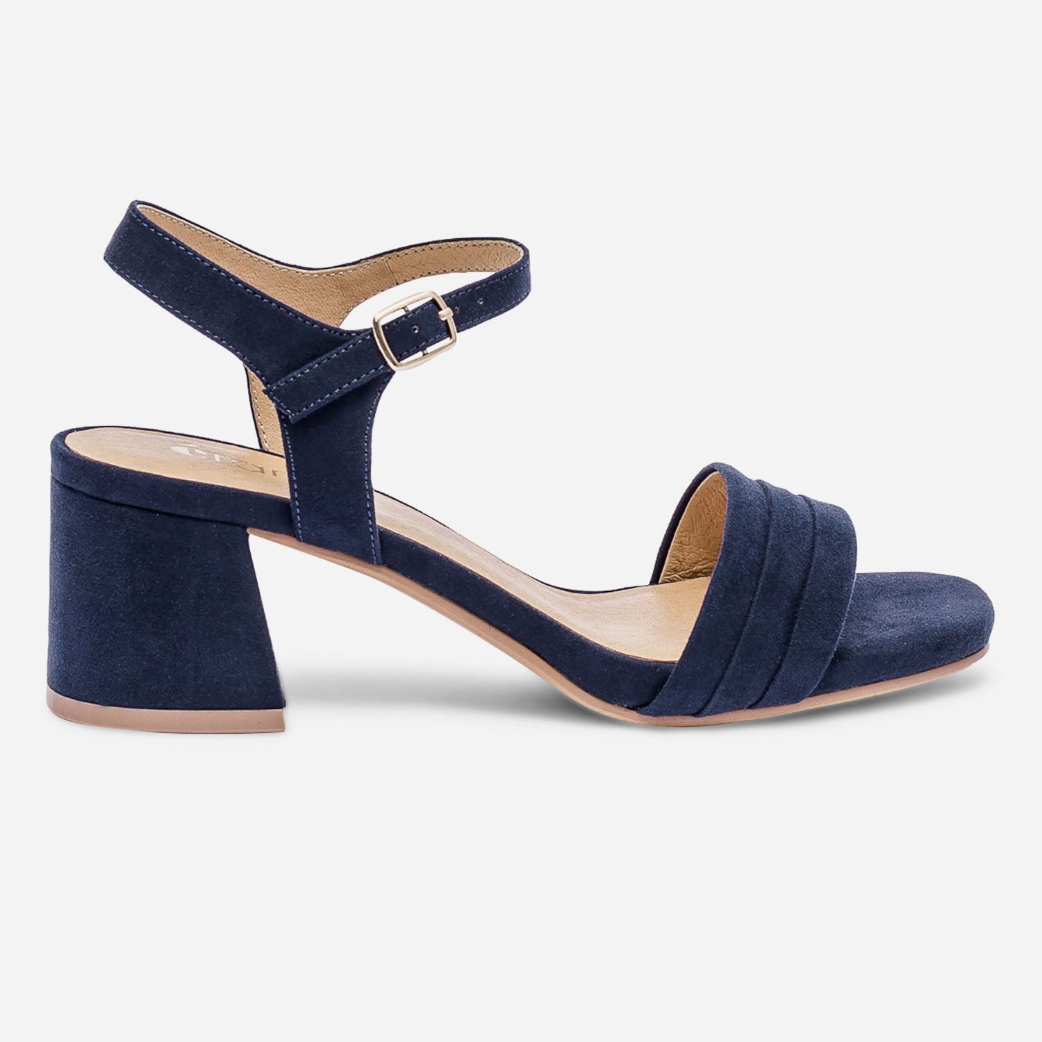 Sandale marine en textile suede a talon flare Sandales Femme ERAM