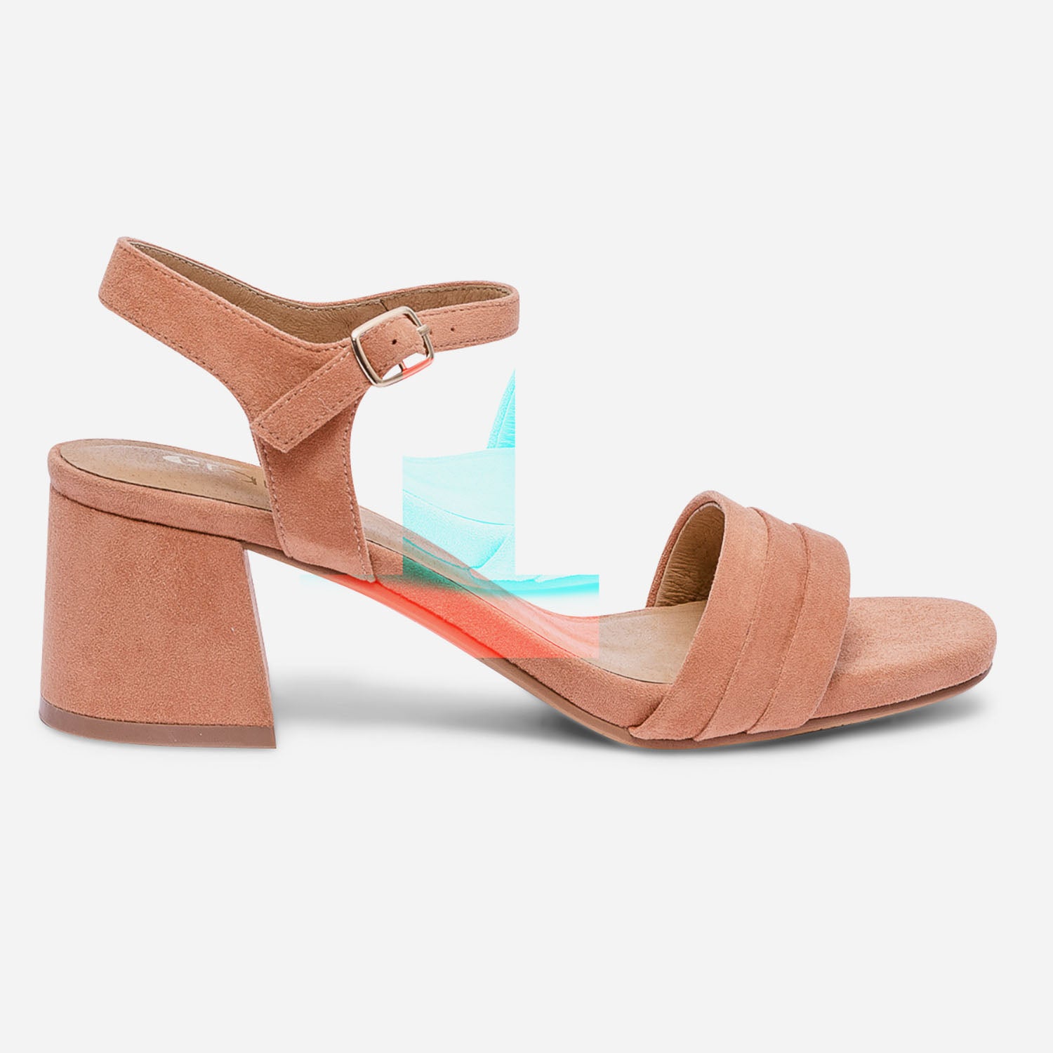 Sandale corail en textile suede a talon flare Sandales Femme ERAM