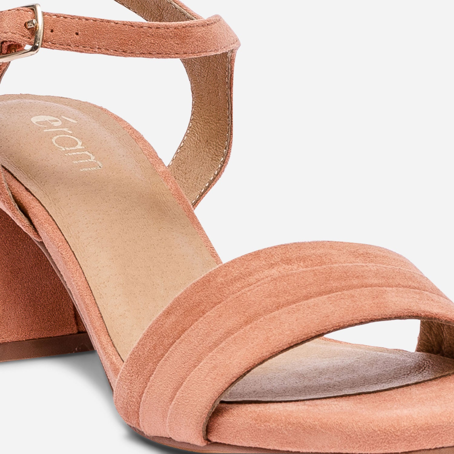 Sandale corail en textile suede a talon flare Sandales Femme ERAM