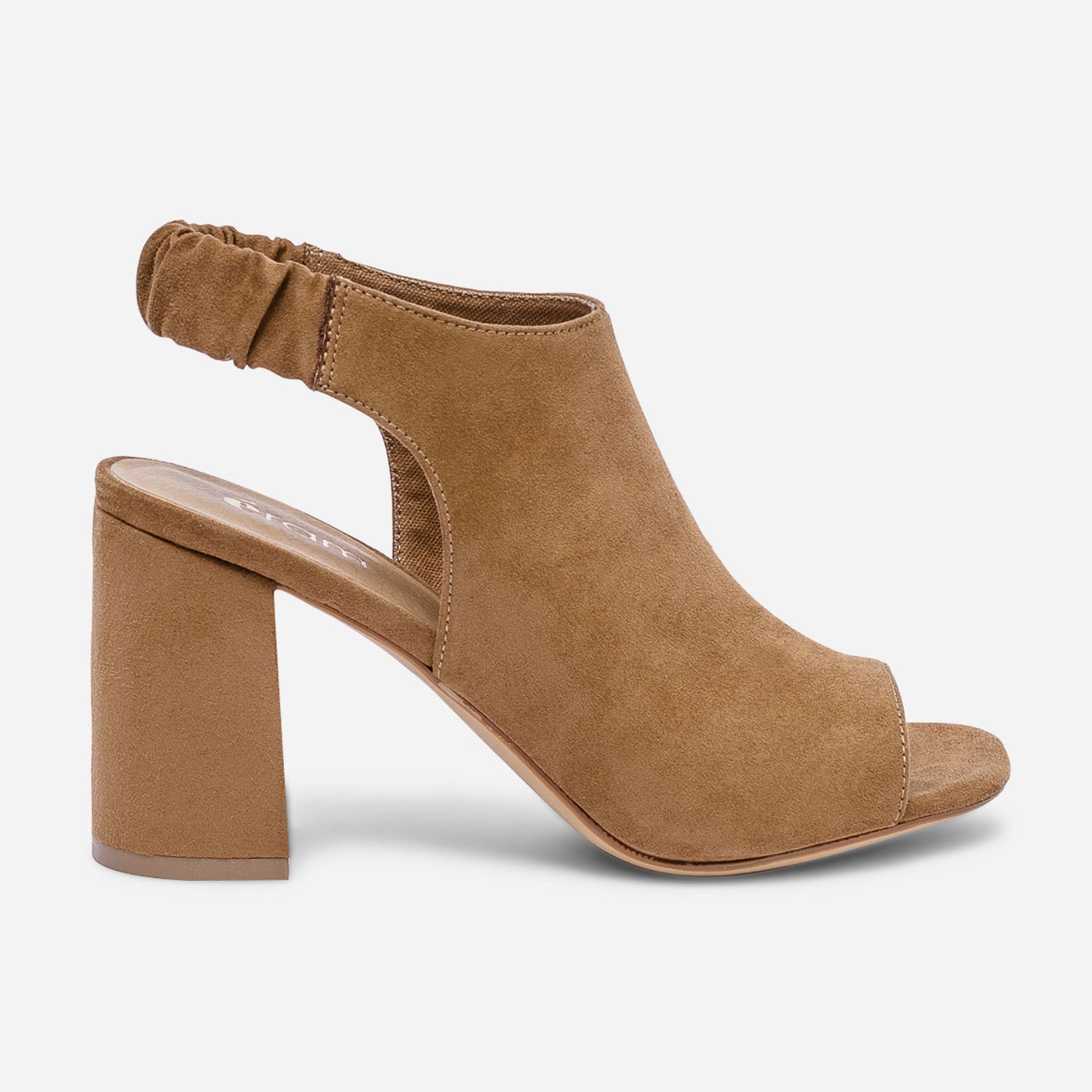 Boots open toe camel en textile suede Sandales Femme ERAM