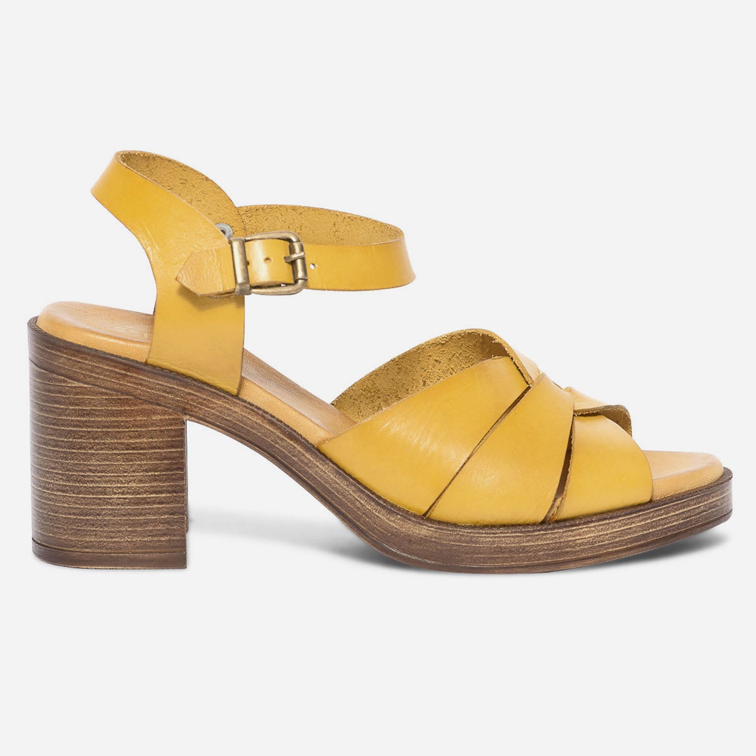 Sandale jaune safran en cuir Sandales Femme ERAM