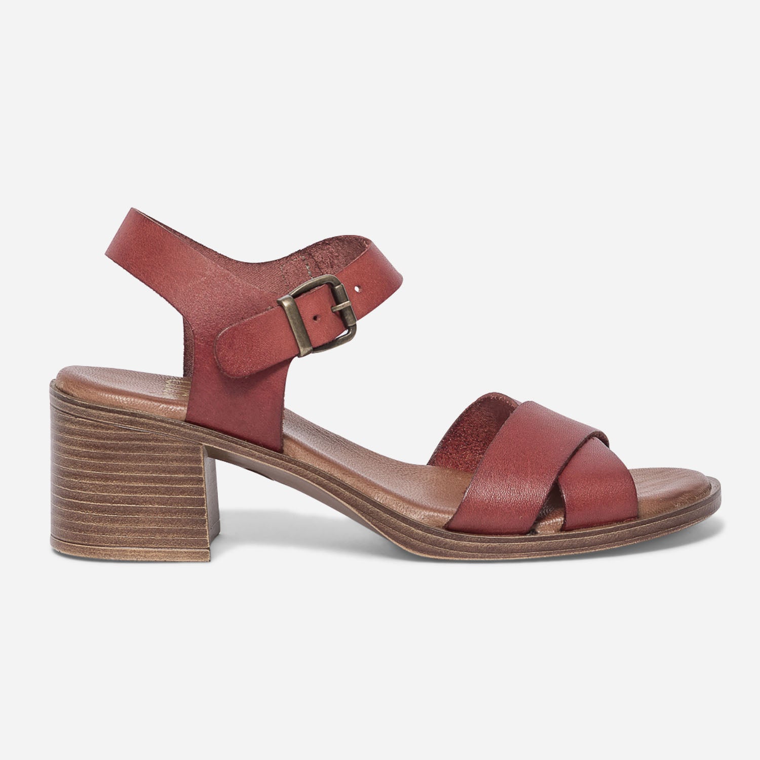 Sandale rouge en cuir Sandales Femme ERAM