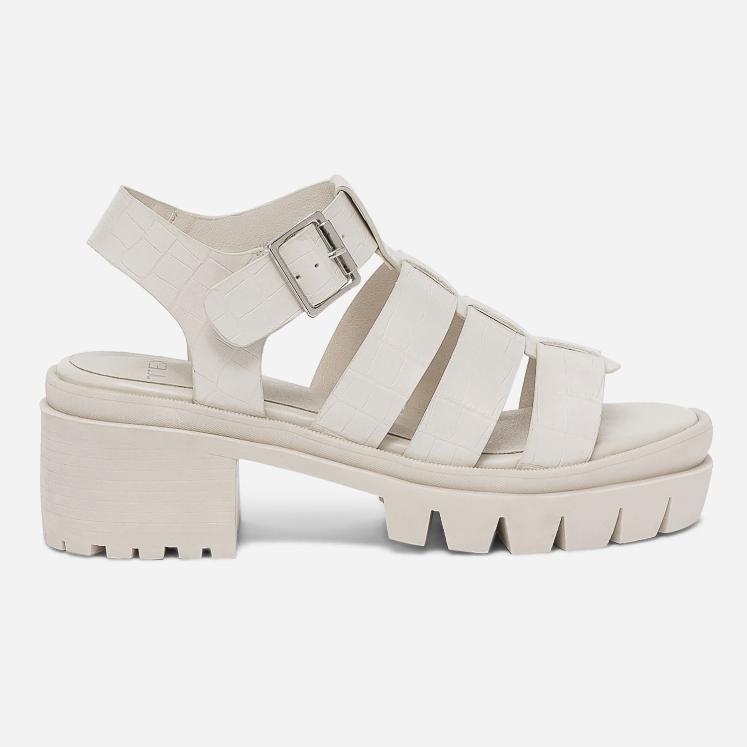 Sandale crant e TEXTO crue brides emboss es effet croco