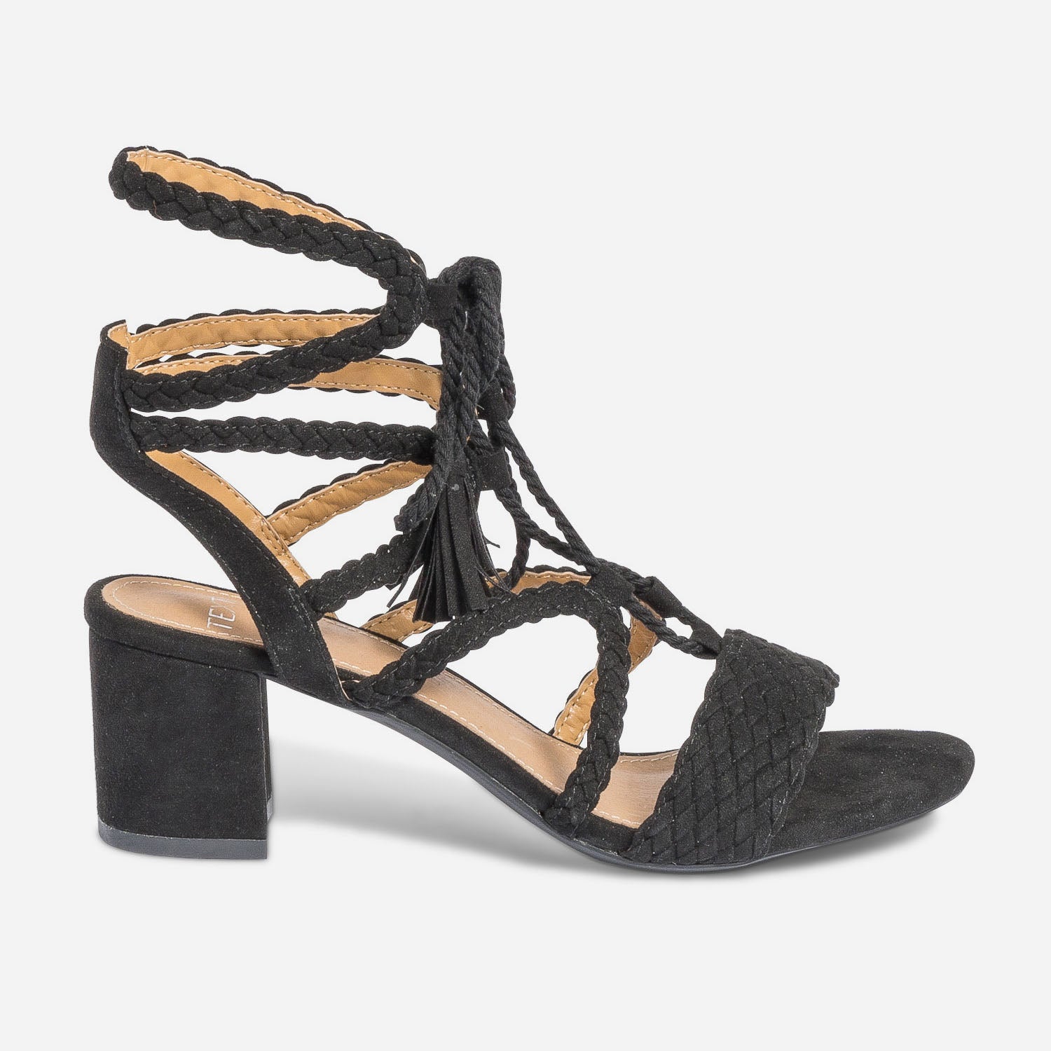 Sandales noires a lacets clearance