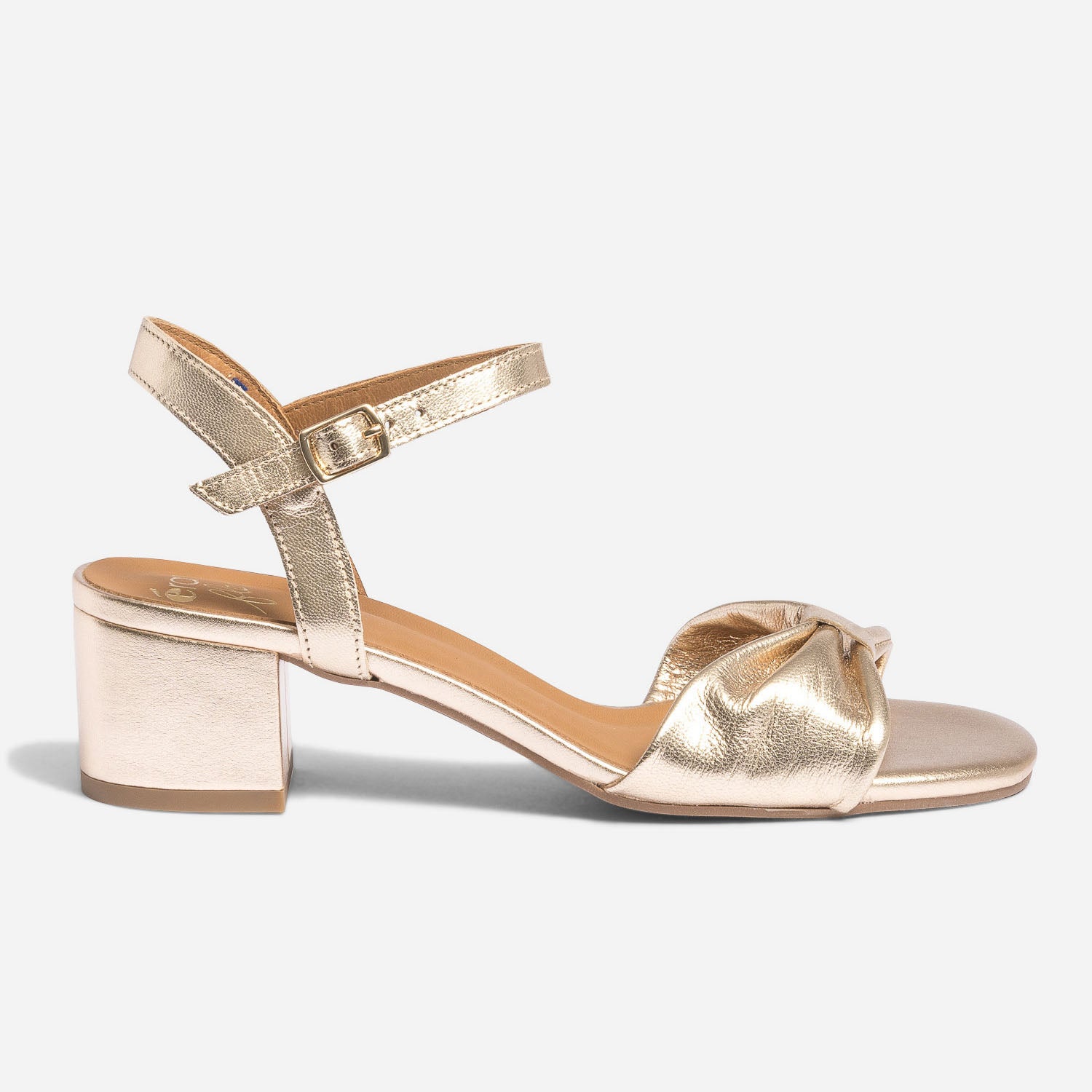 Chaussure dorée cheap talon carre