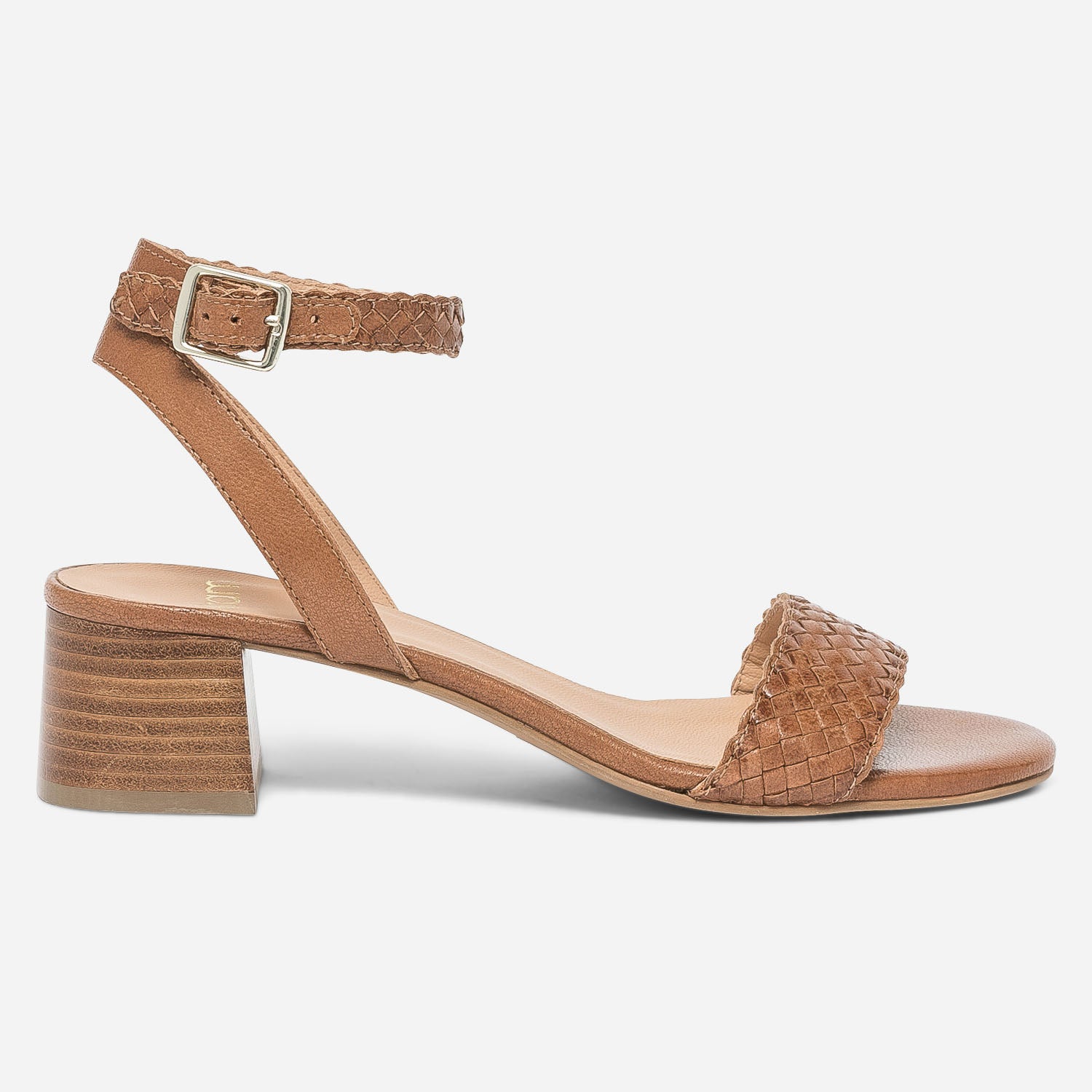 Sandale marron en cuir bride tress e