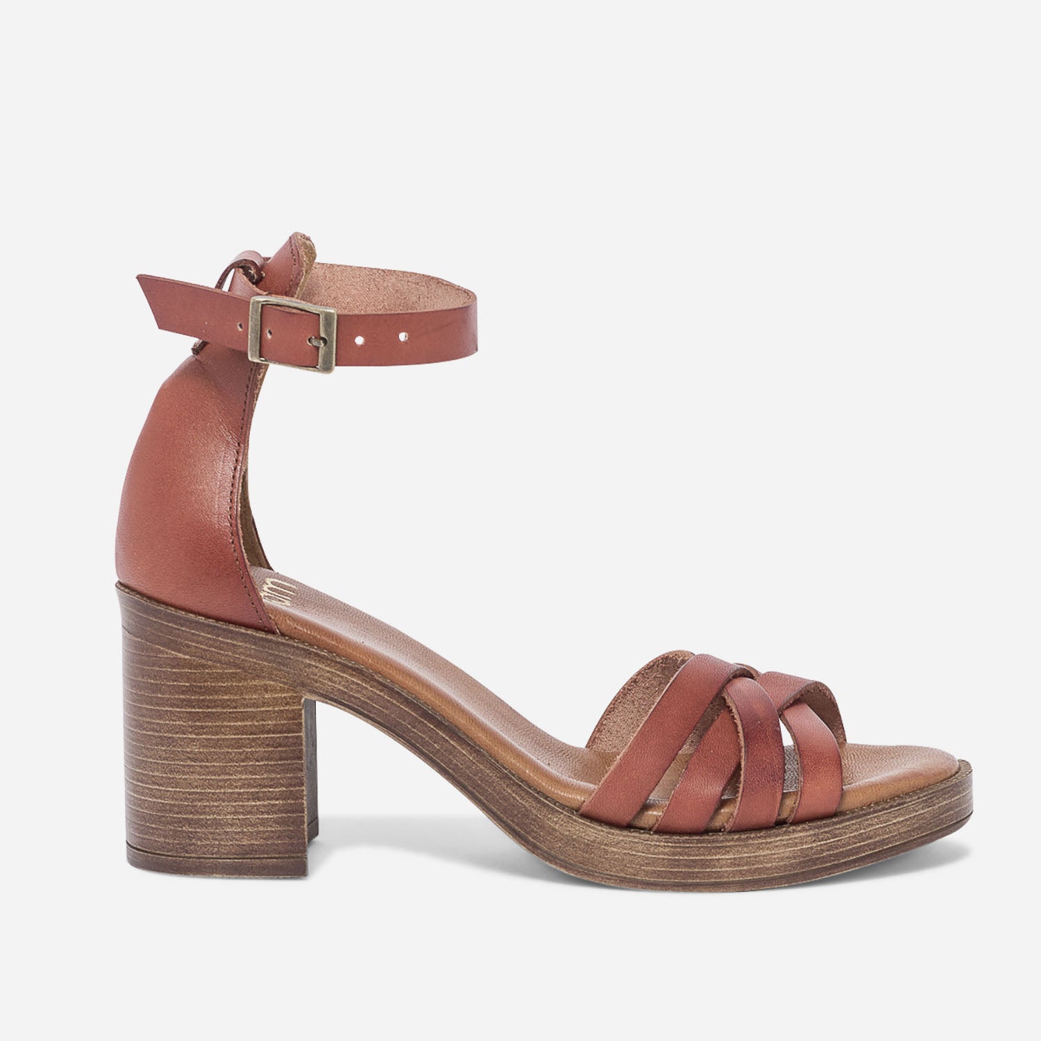 Sandale cognac en cuir brides crois es Eram Femme ERAM