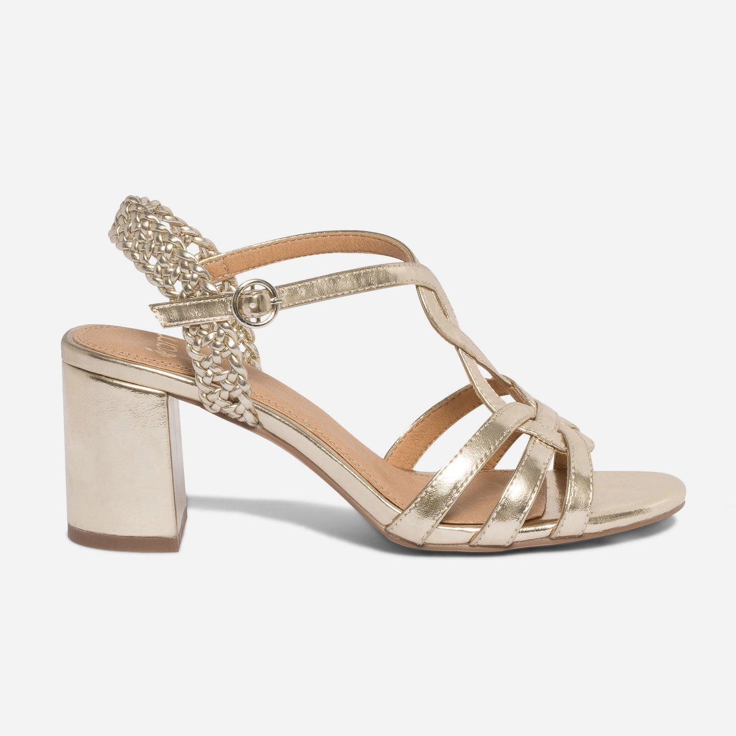 Sandale talon dor e brides entrelac es Sandales Femme ERAM