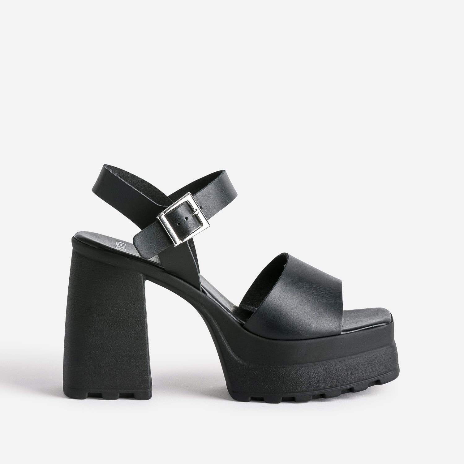 Sandale TEXTO noire a plateforme crantee Sandales Femme ERAM