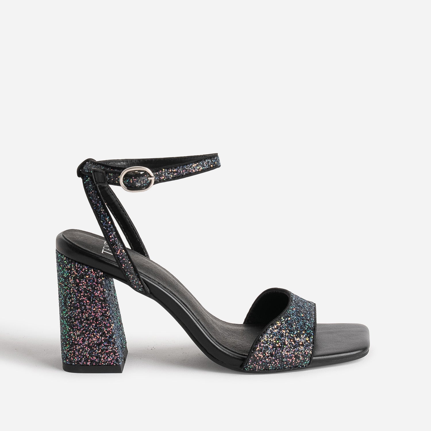 Sandale TEXTO noire paillettes iridescentes Sandales Femme ERAM