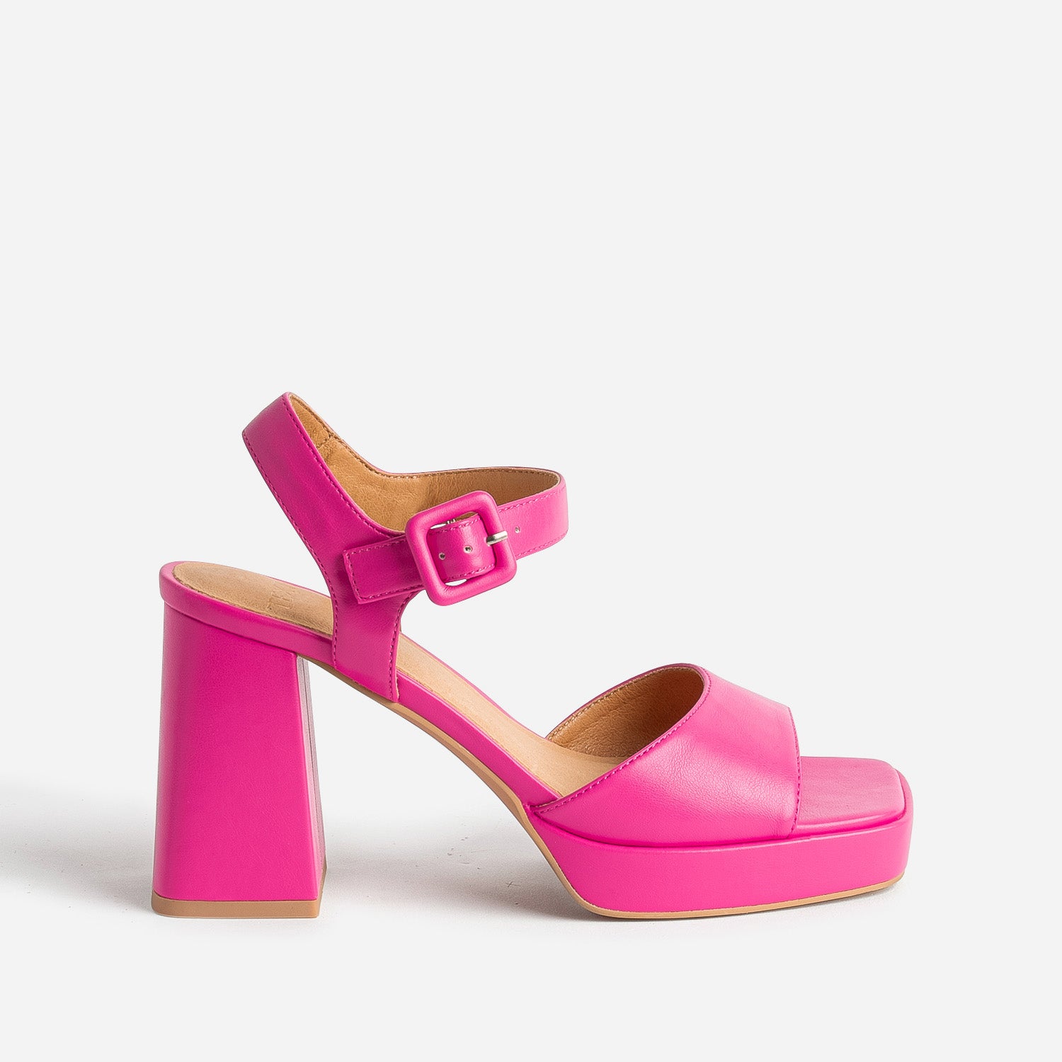 Sandale talon carré rose hot sale