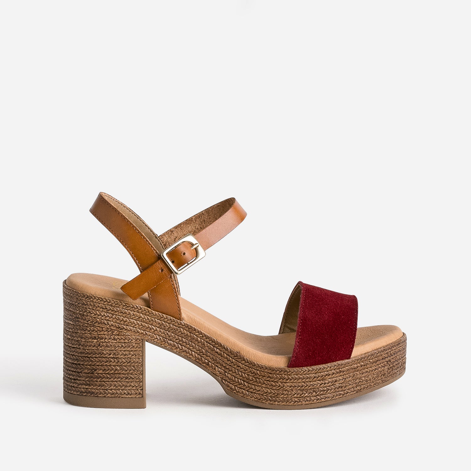 Sandale a talon TEXTO bordeaux cuir velours Sandales Femme ERAM