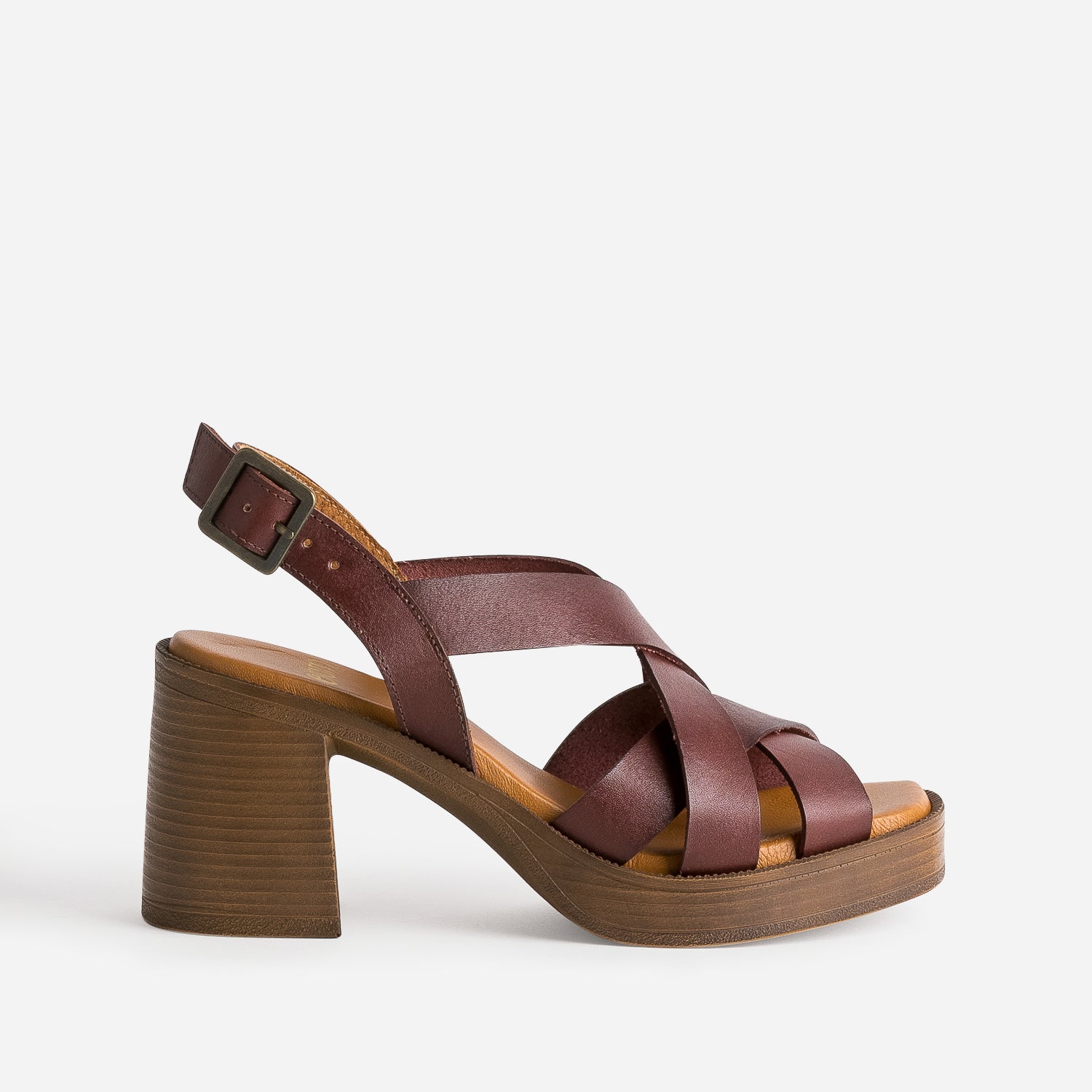 Sandale prune en cuir eco concu Sandales Femme ERAM