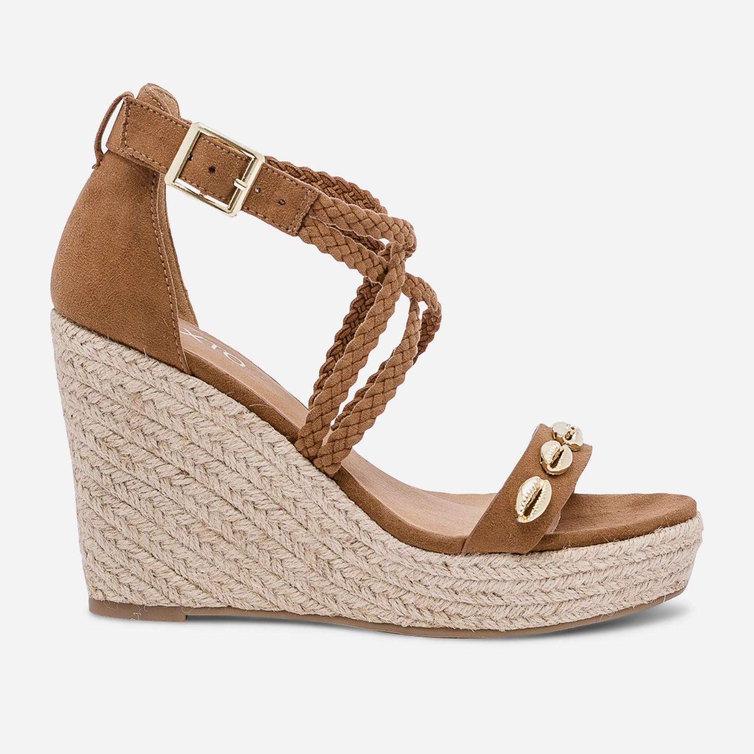 Sandale TEXTO camel en textile su d avec coquillages Eram Femme
