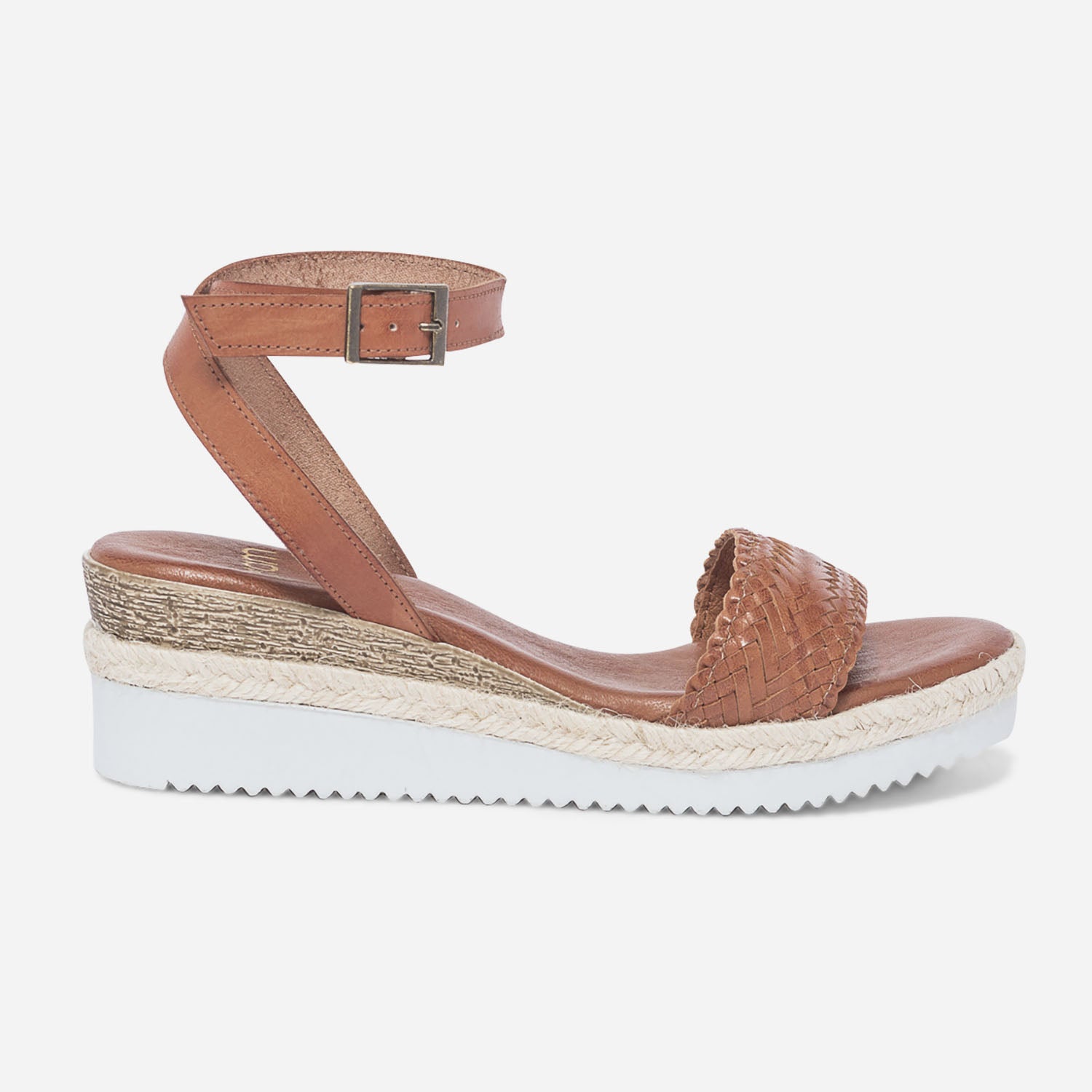Sandale cognac en cuir Espadrilles Femme ERAM