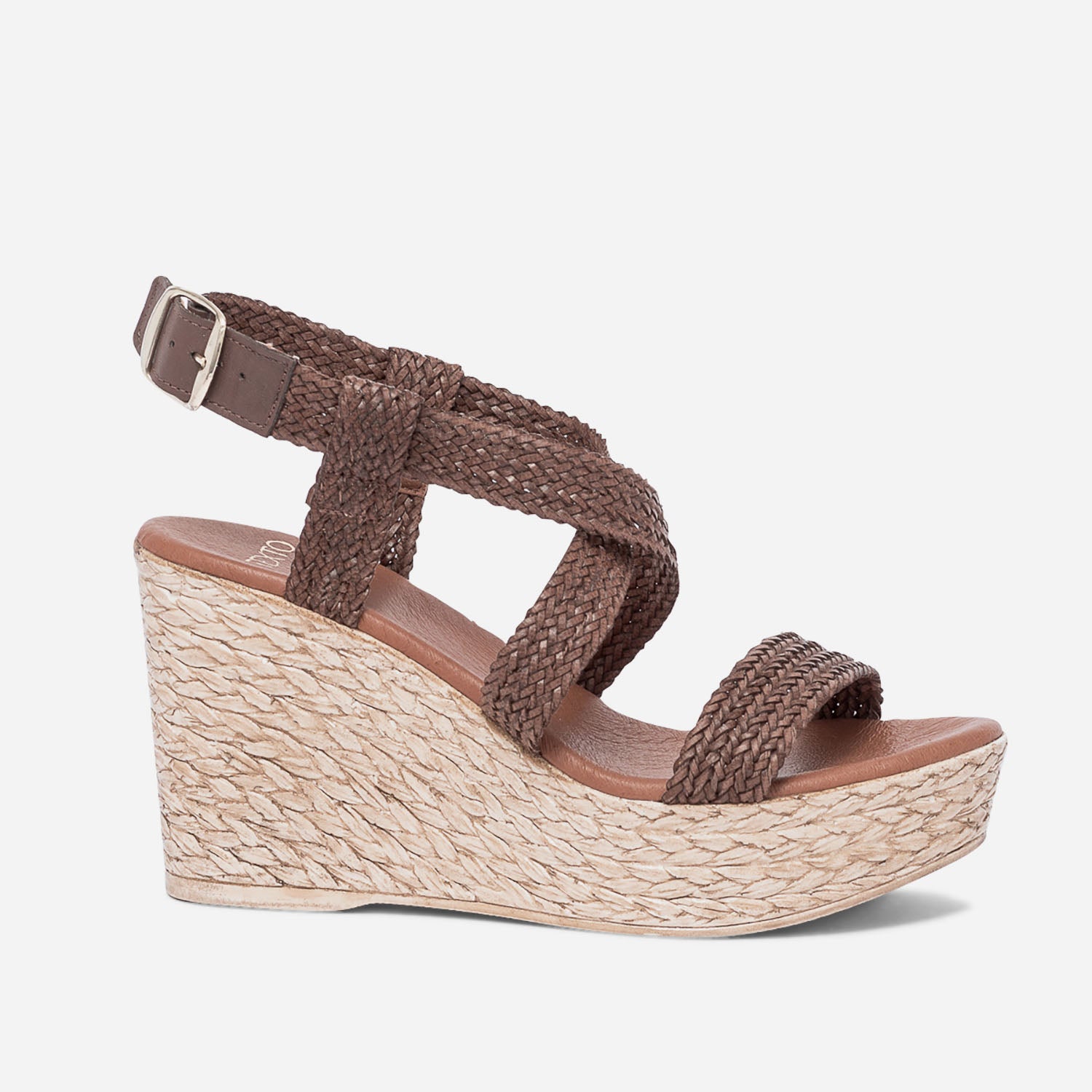 Sandale compensee TEXTO marron Eram Femme ERAM