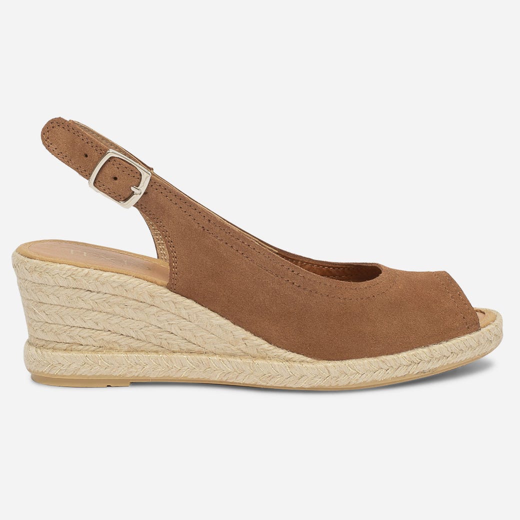 Sandale compensée en cuir camel CAMEL pour Femme ERAM