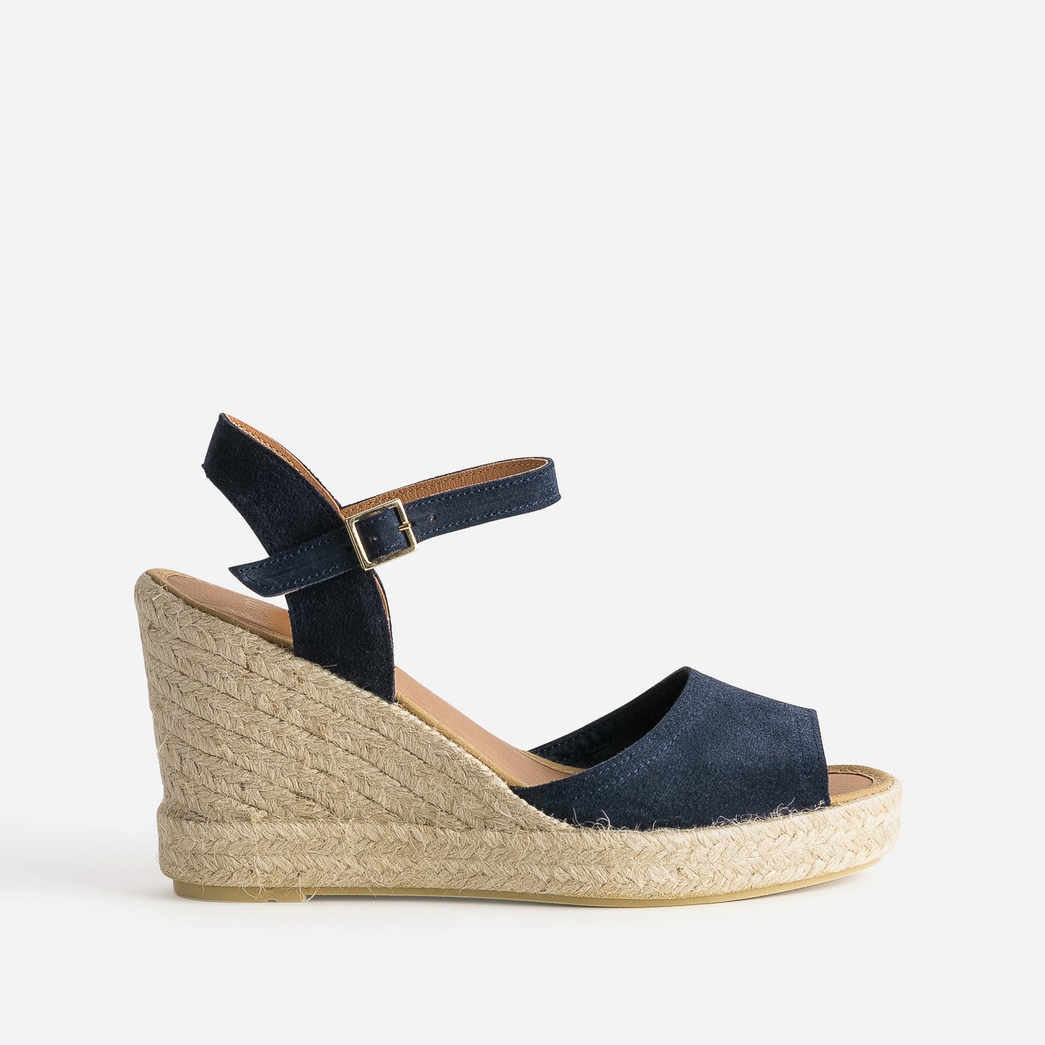 Espadrille compensee bleu marine en toile Sandales Femme ERAM