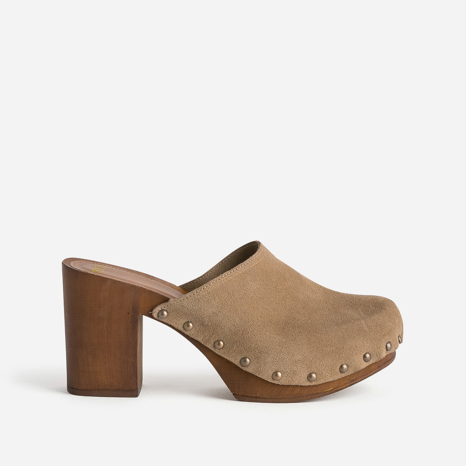 Mule sabot TEXTO beige cuir velours