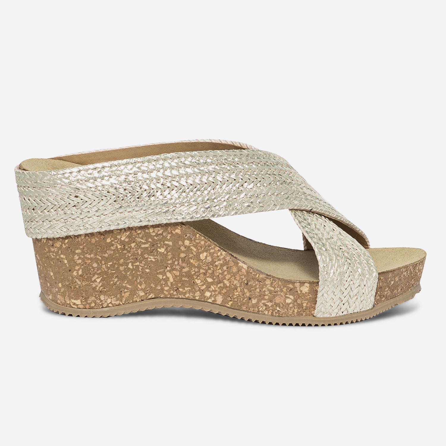 Mule compens e or brides tress es Mules Tongs Femme ERAM