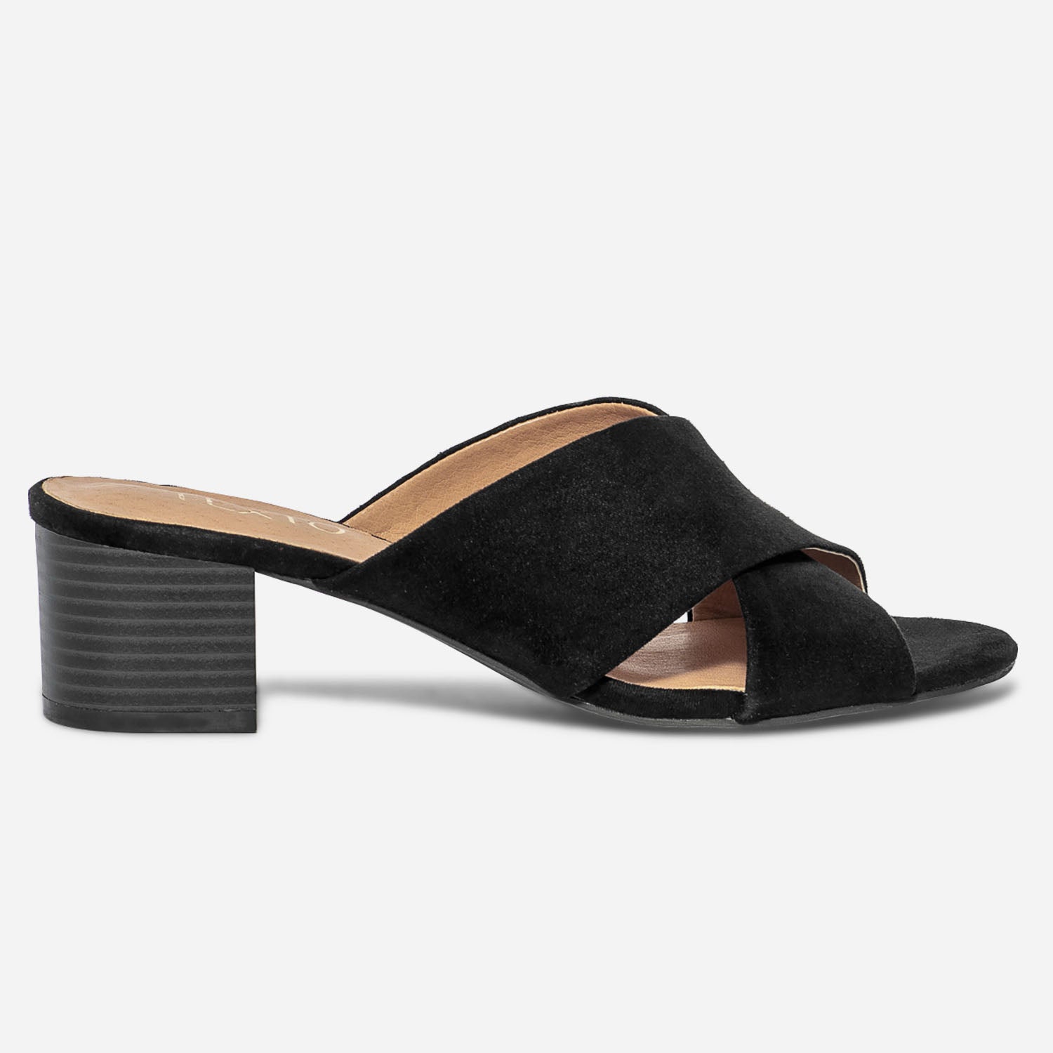 Mule TEXTO noire larges brides crois es Mules Tongs Femme ERAM