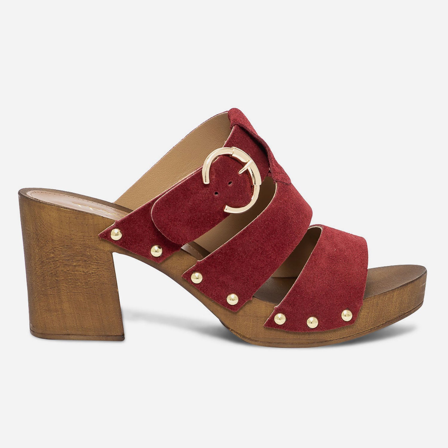 Mule TEXTO bordeaux en cuir velours Mules Tongs Femme ERAM